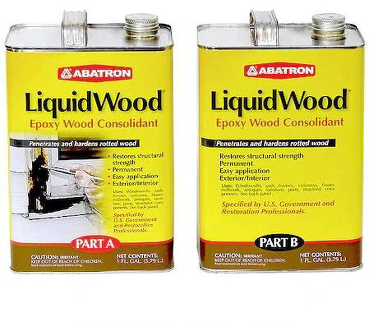 Alt view image 5 of 5 - Abatron LW2GKR LiquidWood Epoxy Wood Hardener Compound, 2 Gallon Kit, Part A & B