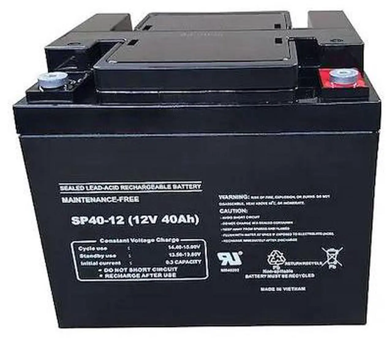 Main image of ZORO SELECT 5EFG2 Battery,Sealed Lead Acid,12V,40Ah,Bolt