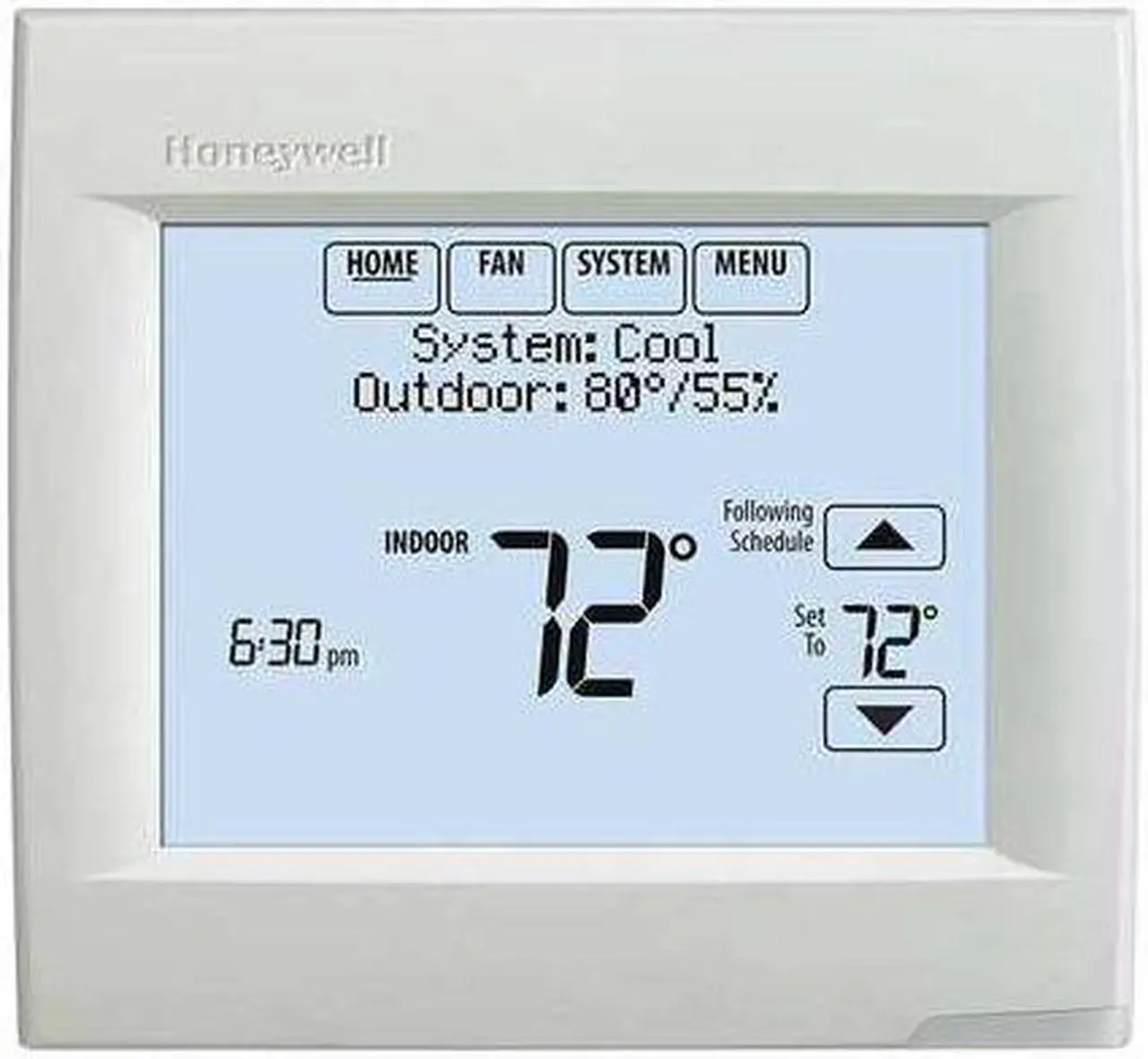 Alt view image 4 of 14 - Honeywell TH8110R1008 VisionPRO 8000 Arctic White Touch Screen Programmable Thermostat, 18 To 30 VAC/750 mV