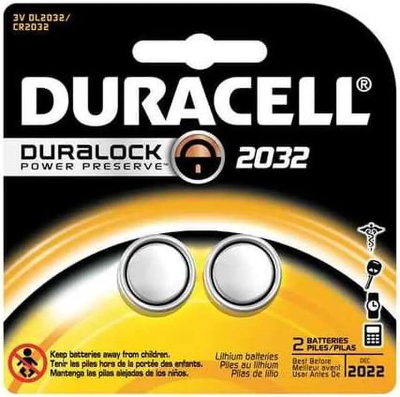 Alt view image 4 of 20 - DURACELL DL2032B2PK Coin Cell,2032,Lithium,3V,PK2