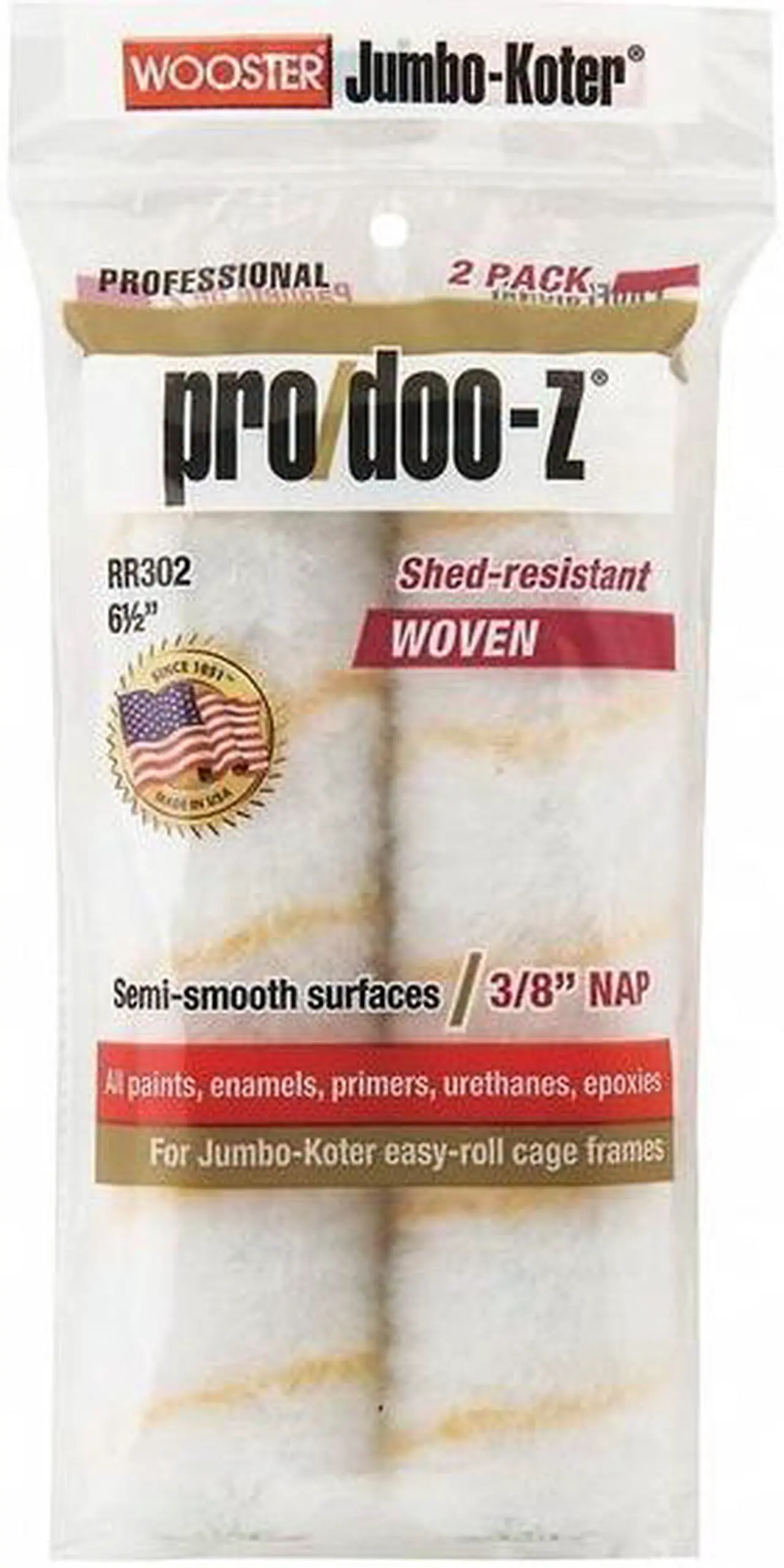 Alt view image 4 of 7 - WOOSTER RR302-6 1/2 6-1/2" Mini Paint Roller Cover, 3/8" Nap, Woven Fabric