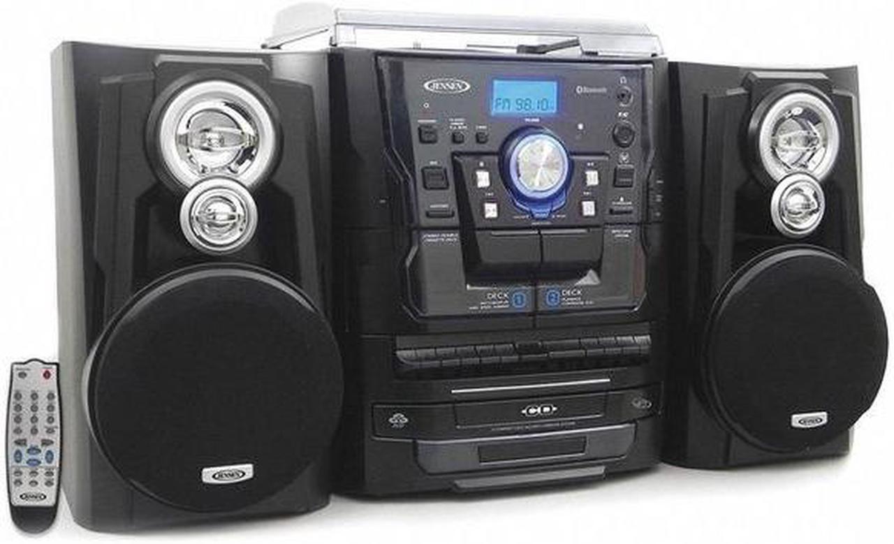 Alt view image 4 of 4 - JENSEN JMC-1250 Bluetooth 3-Speed Stereo Turntable Music System with 3-CD Changer & Dual Cassette Deck