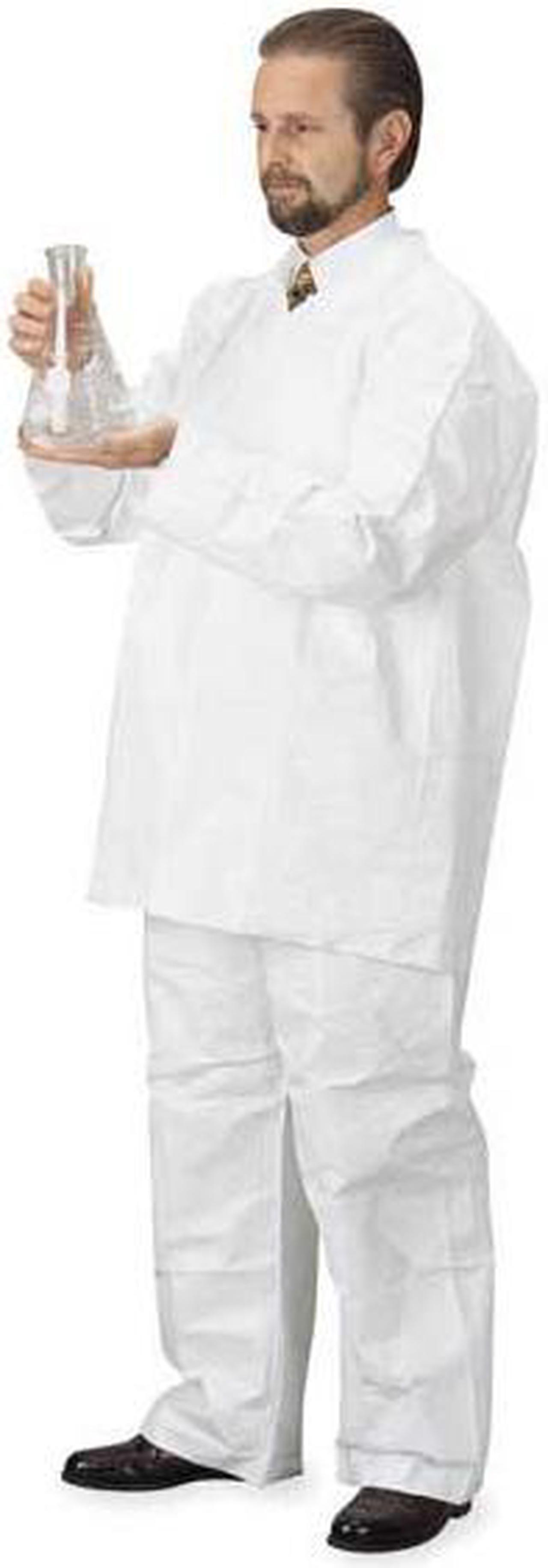 Alt view image 2 of 2 - DUPONT TY303SWH2X0050VP Disposable Shirt, 2XL, Tyvek(R) 400, Snap, Open Cuff,