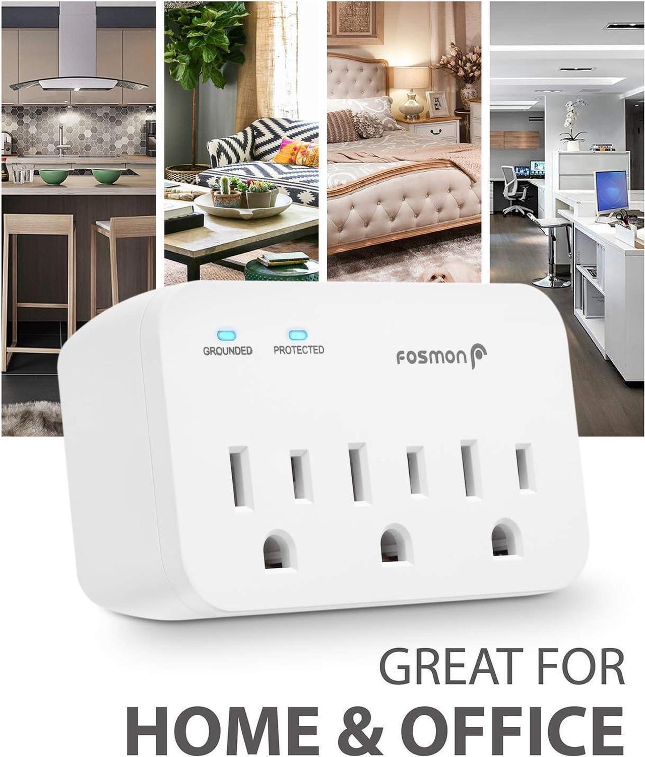 Alt view image 7 of 7 - Fosmon Refrigerator Surge Protector, 3 Outlet Heavy Duty Appliance Surge Protector with High Joules for Fridge, Microwave, Washing Machine, Garage Door, 1200J, 1875 Watts, 3 Prong, ETL Listed- 4 Pack