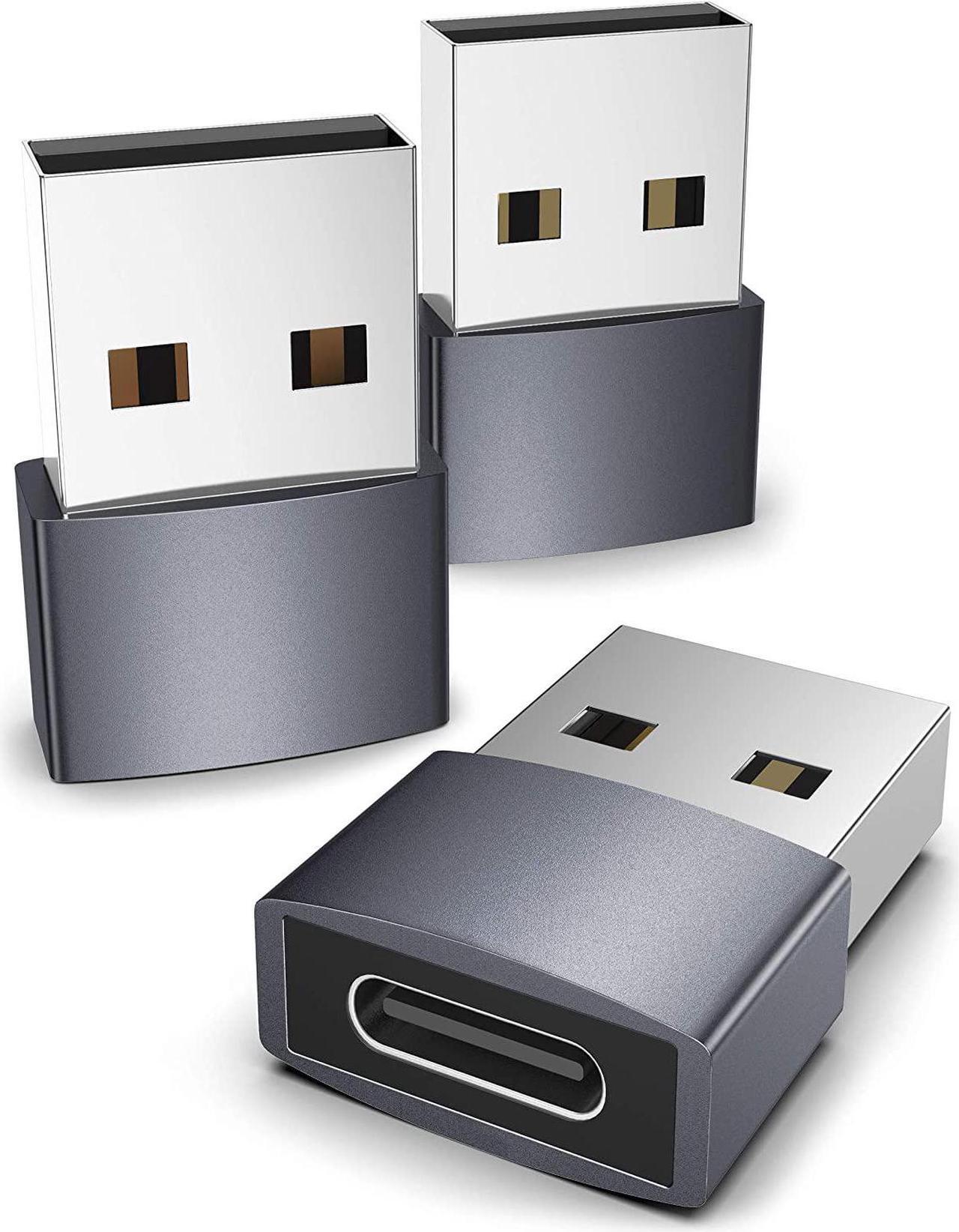 Main image of USB C Female to USB Male Adapter Pack of 3 [Travel Must Haves Aluminum] USB C to USB Adapter Type C Charger Cable Power Converter Compatible with iPhone 14 Apple Watch AirPods CarPlay etc.
