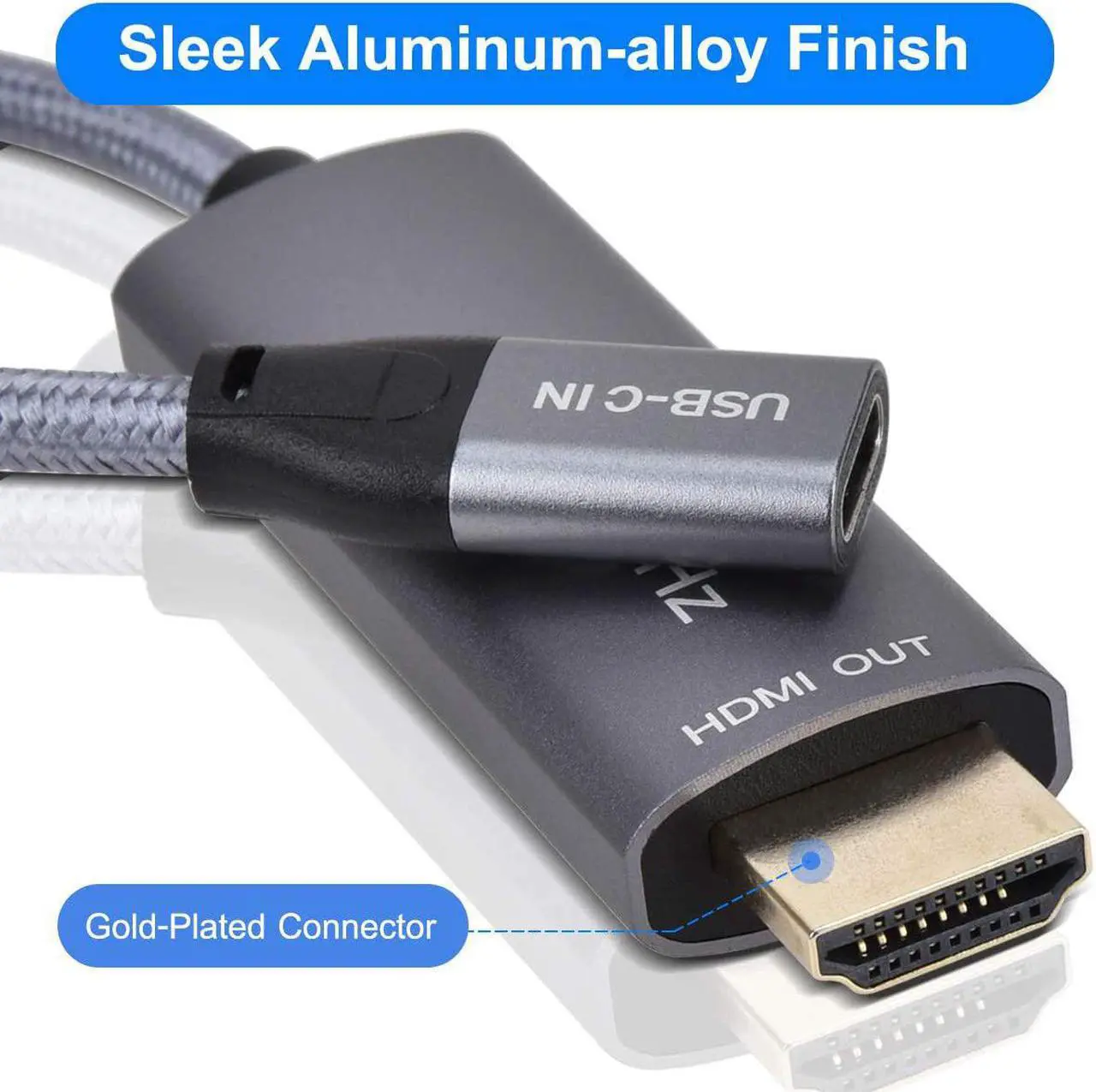 Alt view image 6 of 7 - USB-C Female to HDMI Male Cable Adapter,USB Type C 3.1 Input to HDMI Ouput Converter,4K 60Hz USBC Thunderbolt 3 Adapter for New MacBook Pro,Mac Air,Chromebook Pixel and More