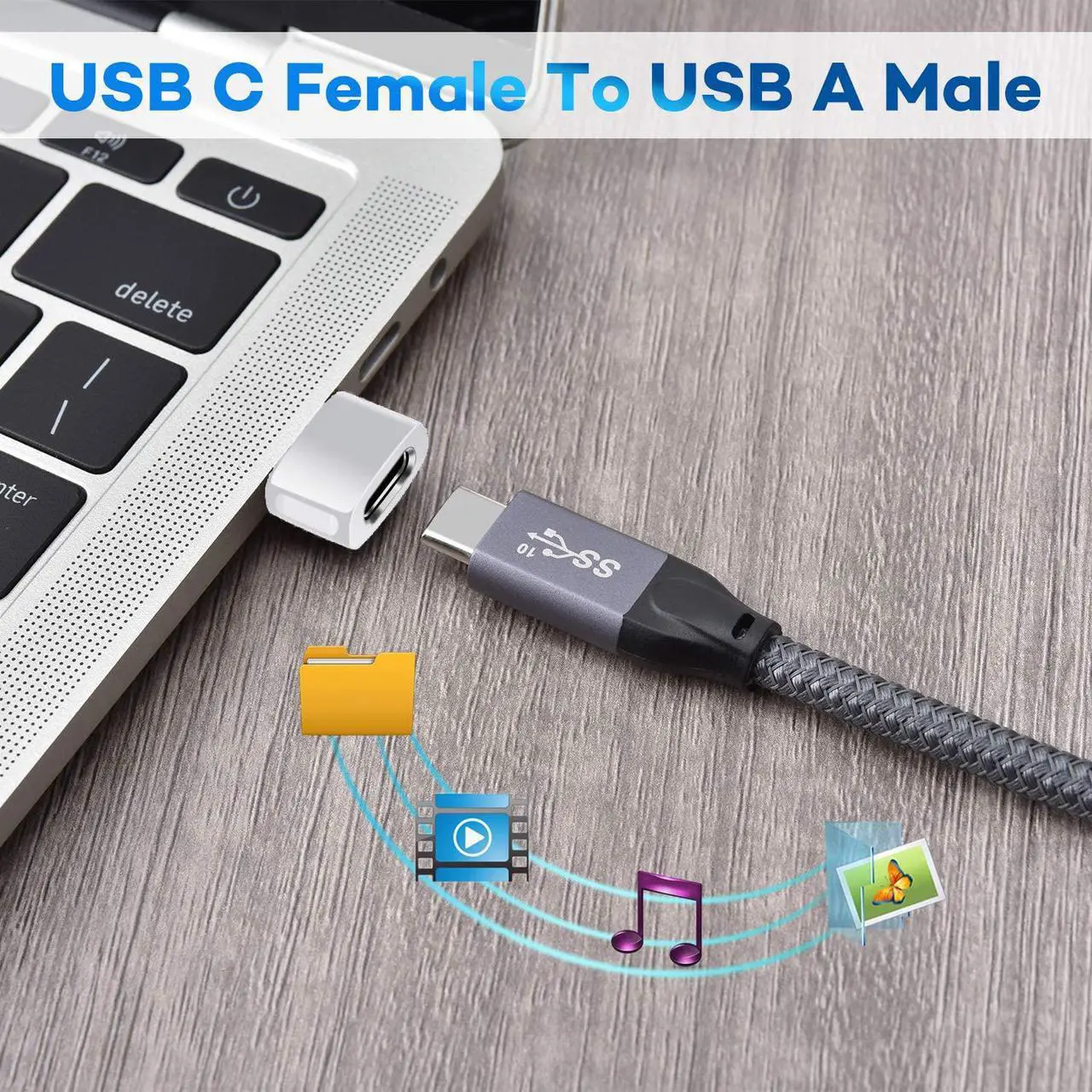 Alt view image 4 of 6 - iPhone 16 15 Pro Max Car Charger Adapter 3Pack USB to USB C Converter Type-C Female to A Male for New iPhone 14 Plus Apple Watch 10 iWatch 8 Airpods 4 iPad Mini 7 Air  Galaxy S24 A54