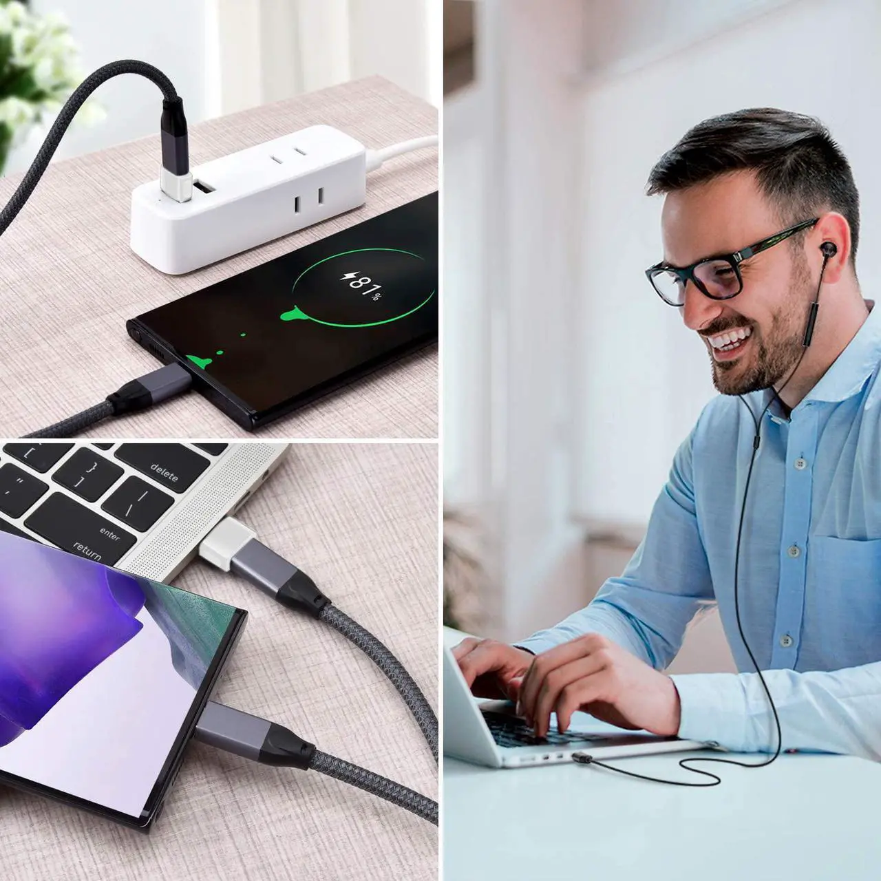 Alt view image 6 of 6 - iPhone 16 15 Pro Max Car Charger Adapter 3Pack USB to USB C Converter Type-C Female to A Male for New iPhone 14 Plus Apple Watch 10 iWatch 8 Airpods 4 iPad Mini 7 Air  Galaxy S24 A54