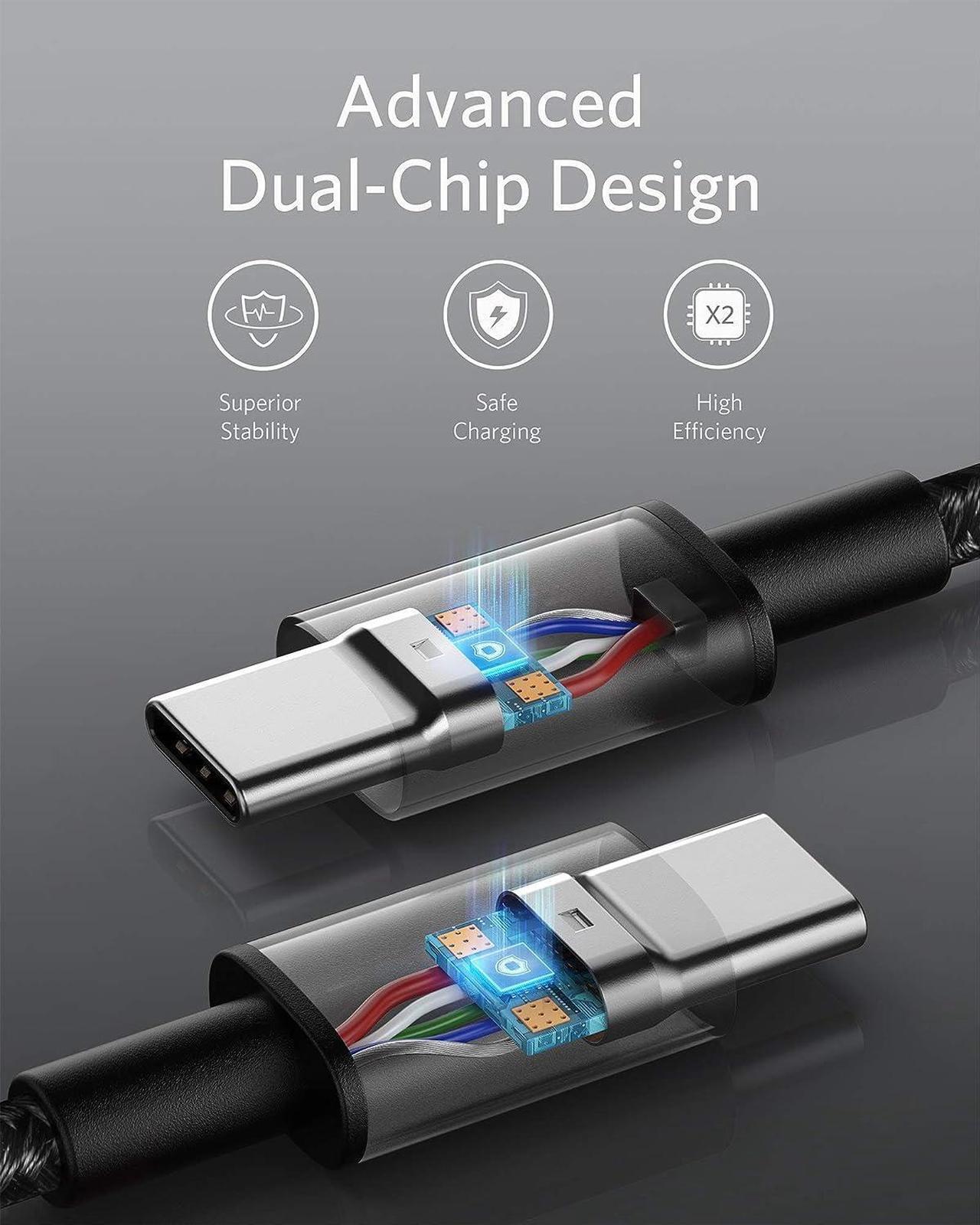 Alt view image 4 of 7 - USB C to USB C Cable Type C Charging Cord Fast Charge(10FT 100W) for iPhone 16/16 pro MacBook and More(USB 2.0 Black)