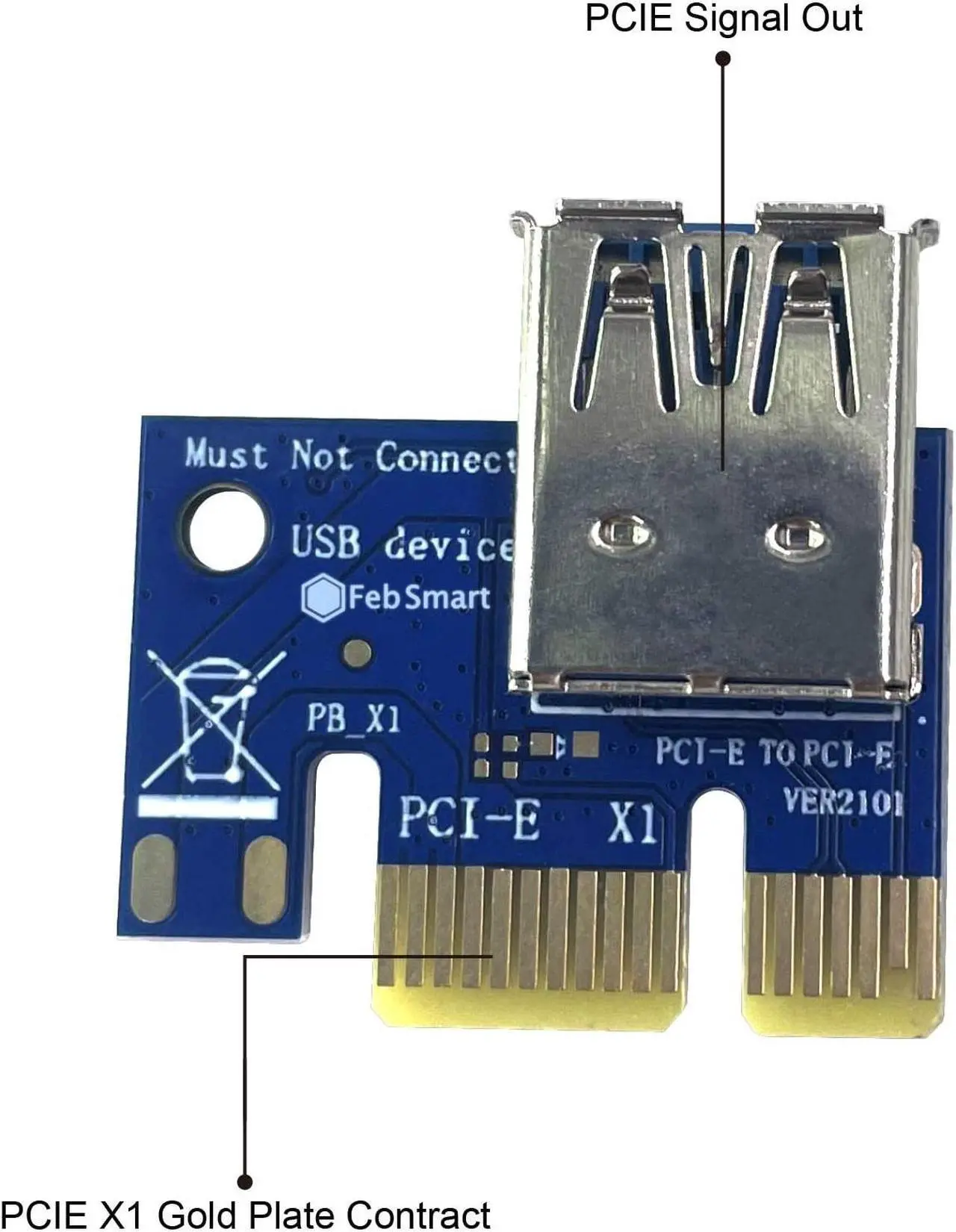 Alt view image 5 of 7 - FebSmart PCI-E Riser for Bitcoin-Litecoin-ETH Coin PCIe VER006C 6 PIN 16x to 1x Powered Riser Adapter Card 6-Pin PCI-E to SATA Power Cable-GPU Riser Adapter-Ethereum Mining ETH (6 PCS)