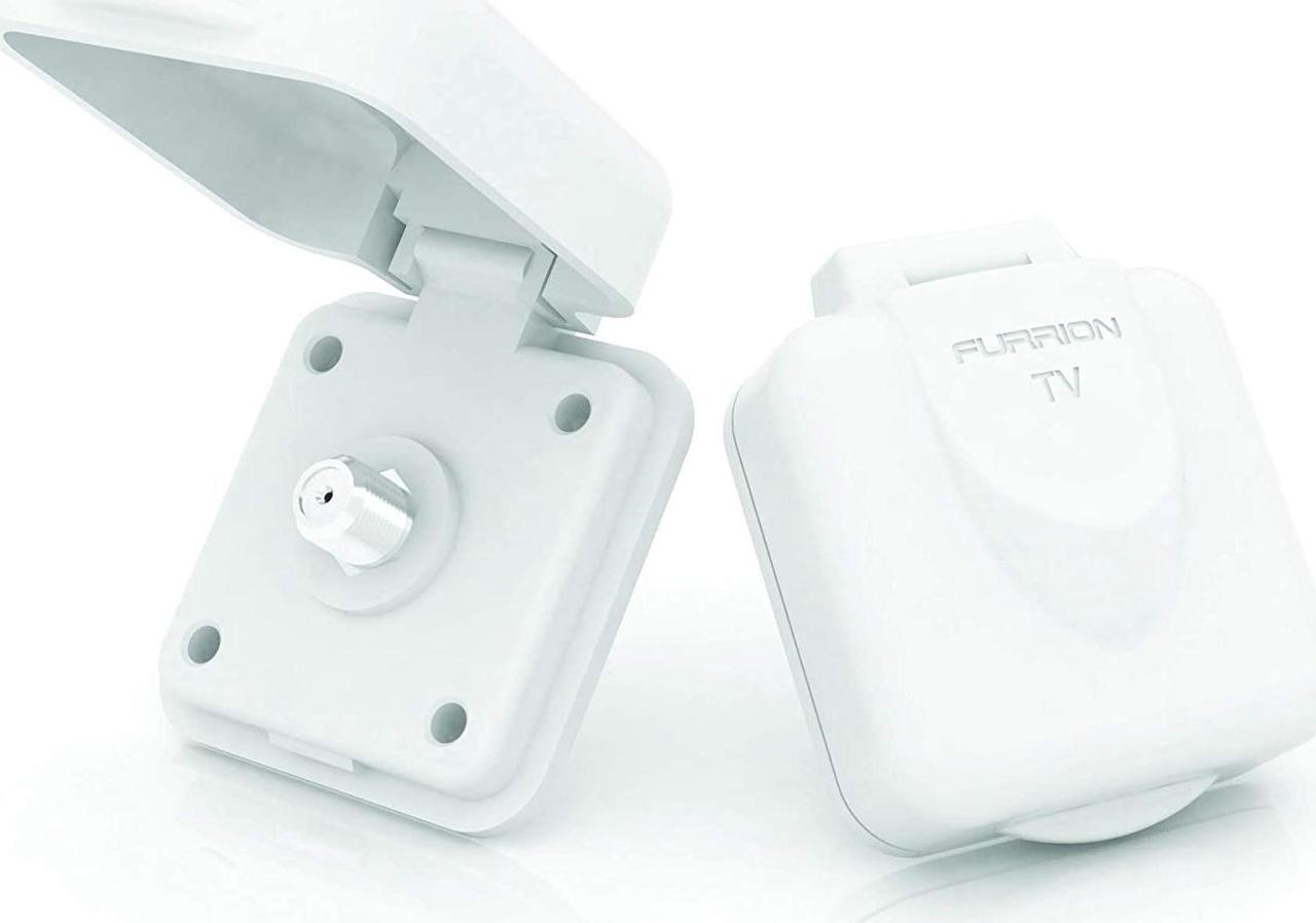 Alt view image 2 of 4 - Furrion Mini TV/SAT Inlet Square with F-Type Connector for Coaxial Cable Feed; Marine Grade Weatherproof Sealing (White) - FTVINB-PS, Welcome to consult