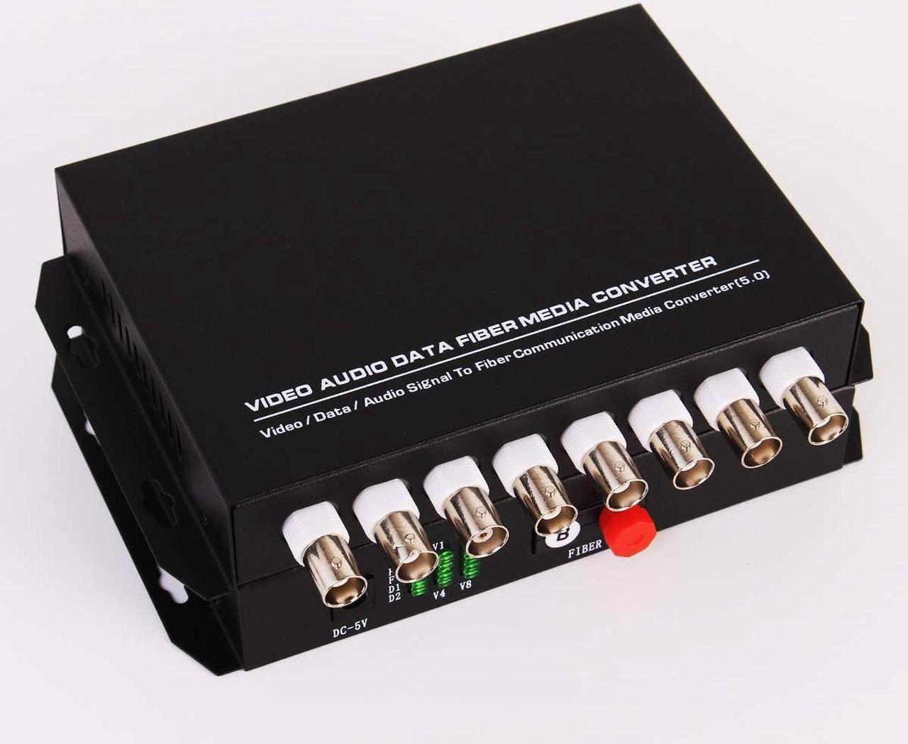 Main image of GESD 8 Channel Video Data Fiber Optic Media Converter FC Singlemode Transmission Distance 20Km for Analog CCTV Surveillance Security System (1Pair Interface BNC coaxial Conversion Transmitter)