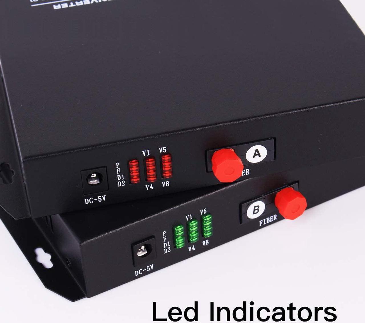 Alt view image 5 of 7 - GESD 8 Channel Video Data Fiber Optic Media Converter FC Singlemode Transmission Distance 20Km for Analog CCTV Surveillance Security System (1Pair Interface BNC coaxial Conversion Transmitter)