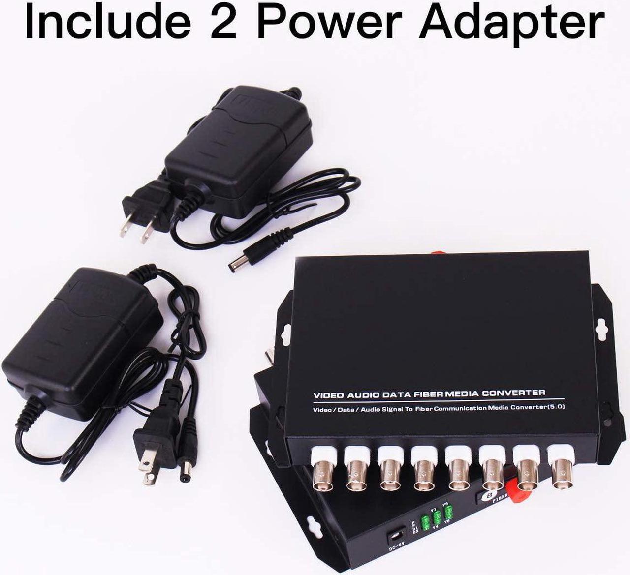 Alt view image 4 of 7 - GESD 8 Channel Video Data Fiber Optic Media Converter FC Singlemode Transmission Distance 20Km for Analog CCTV Surveillance Security System (1Pair Interface BNC coaxial Conversion Transmitter)
