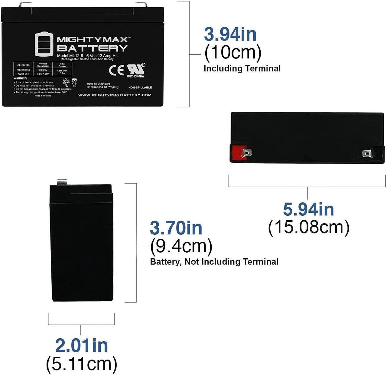 Alt view image 2 of 6 - 6V 12AH F2 SLA Battery for para Systems Minuteman 250XL - 6 Pack