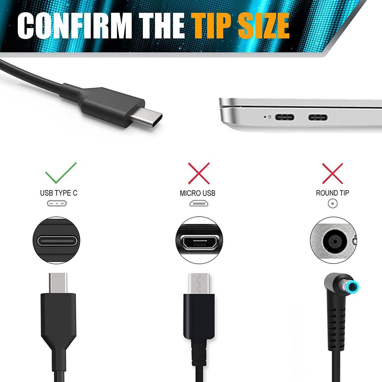 Alt view image 2 of 7 - Universal Chromebook Charger USB C for 65W 45W Hp USB-C Laptop Charger,Replacement for Lenovo Thinkpad/Yoga,Dell Chromebook 3100,Latitude 5420,Asus,Samsung,Acer,Google Series Type C Power Adapter Cord