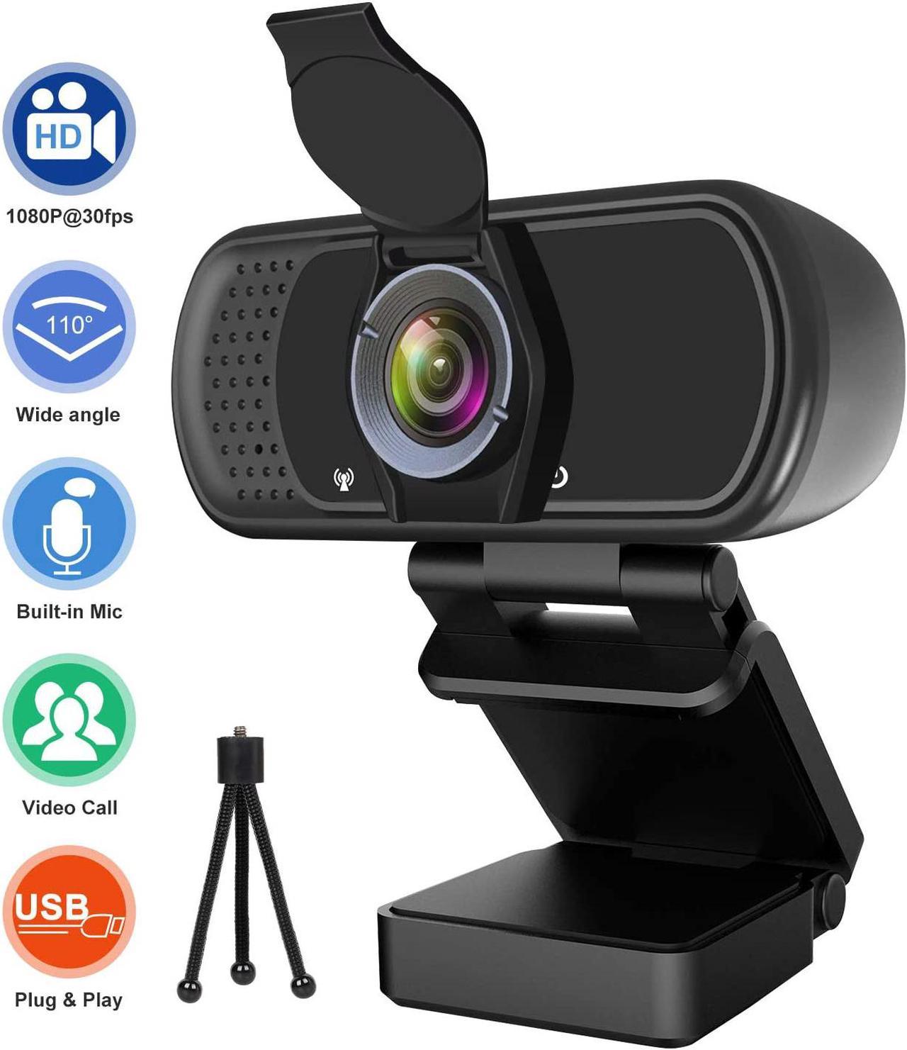 Webcam 1080p HD Computer Camera - Microphone Laptop USB PC Webcam, HD Full Gaming Computer Camera, Recording Pro Video Web Camera for Calling, Conferencing, 110-Degree Live Streaming Widescreen Webcam