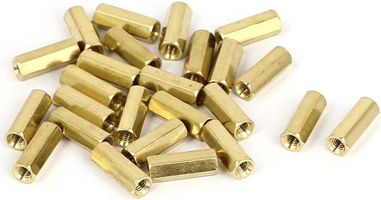 M3 x 13mm Female Thread Brass Hex Standoff Pillar Rod Spacer Coupler Nut 25pcs