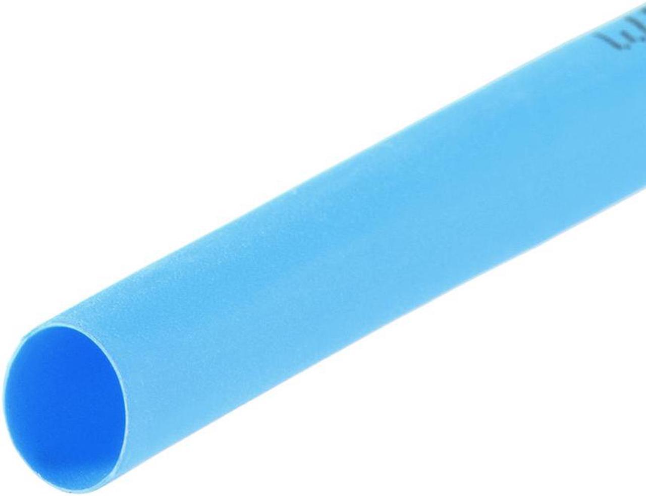 Heat Shink Tubing, 1/4"(6mm) Dia 10mm Flat Width 2:1 Ratio Shrinkable Tube Cable Sleeve 10ft - Blue