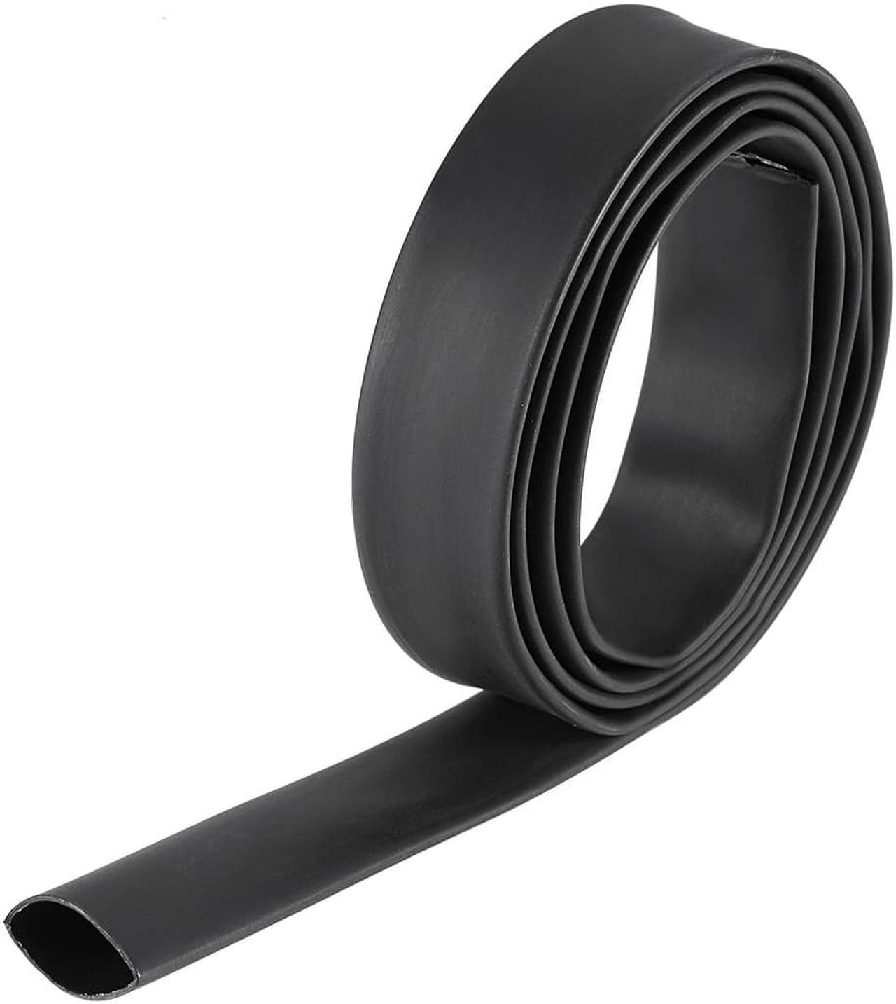 Heat Shink Tubing, 1/2"(12.7mm) Dia 22mm Flat Width 3:1 Ratio Shrinkable Tube Cable Sleeve 1m - Black