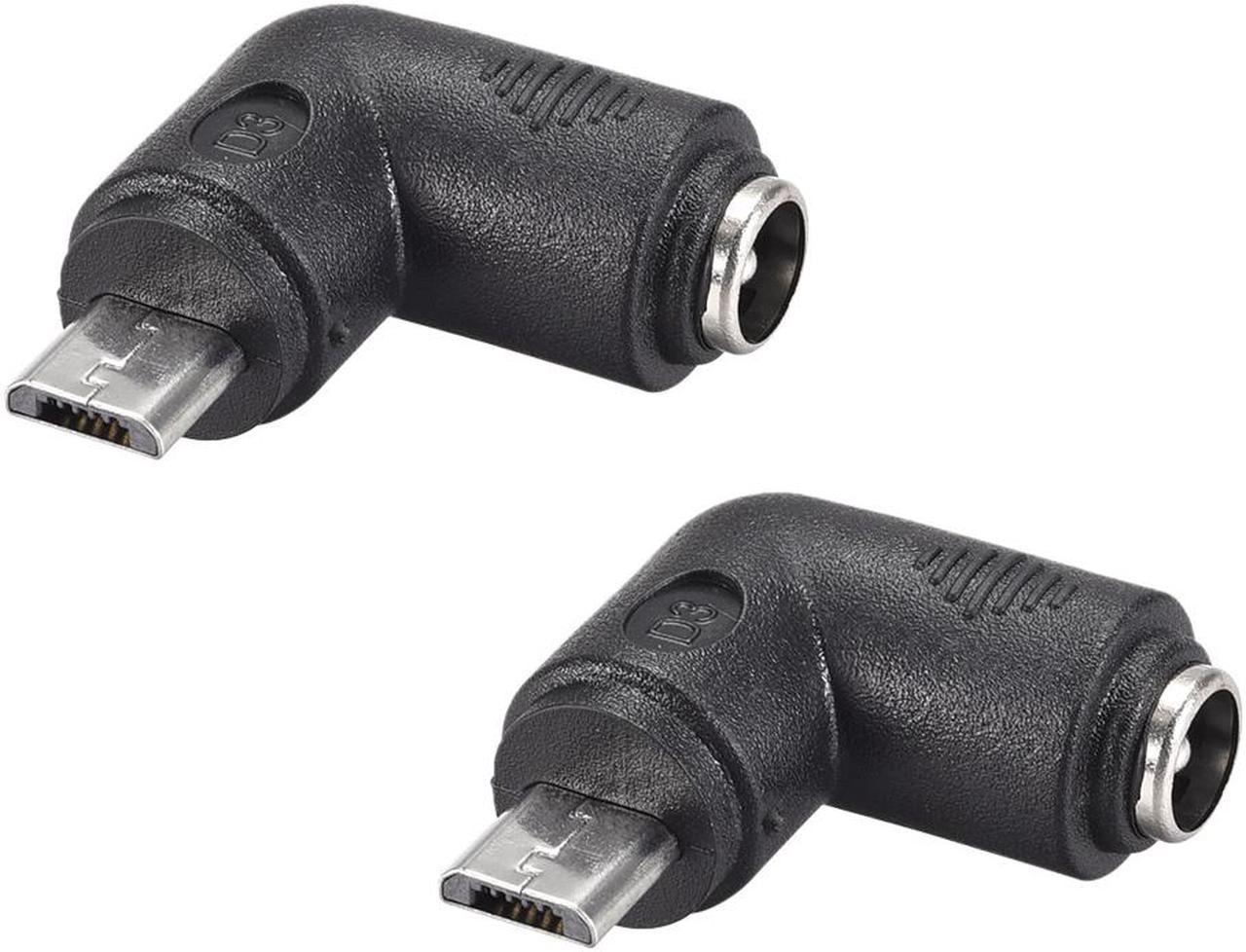 2pcs DC Power Connector 90 Degree Right Angle 5.5mm x 2.1mm Female to  Micro USB Male Coupler Adapter Converter