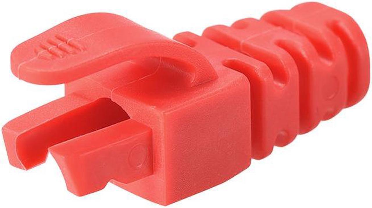 RJ45 Boots Cover Anti Dust Protector for Network Cable CAT5 CAT5e 6.5mm Hole Dia Red Plastic 50Pcs