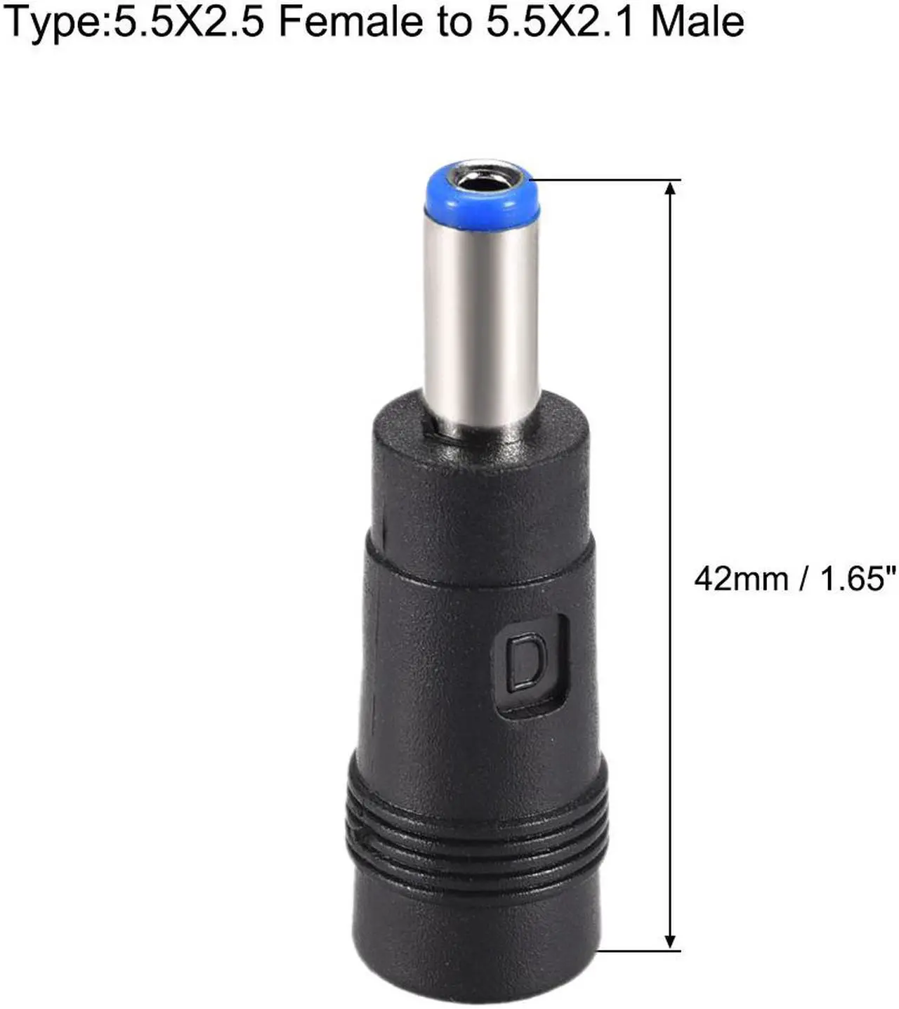Alt view image 2 of 3 - 2pcs DC Power Adapter,Female 5.5mmx2.5mm to 5.5mmx2.1mm Male Plug Tips, Input DC Plug Connector Blue
