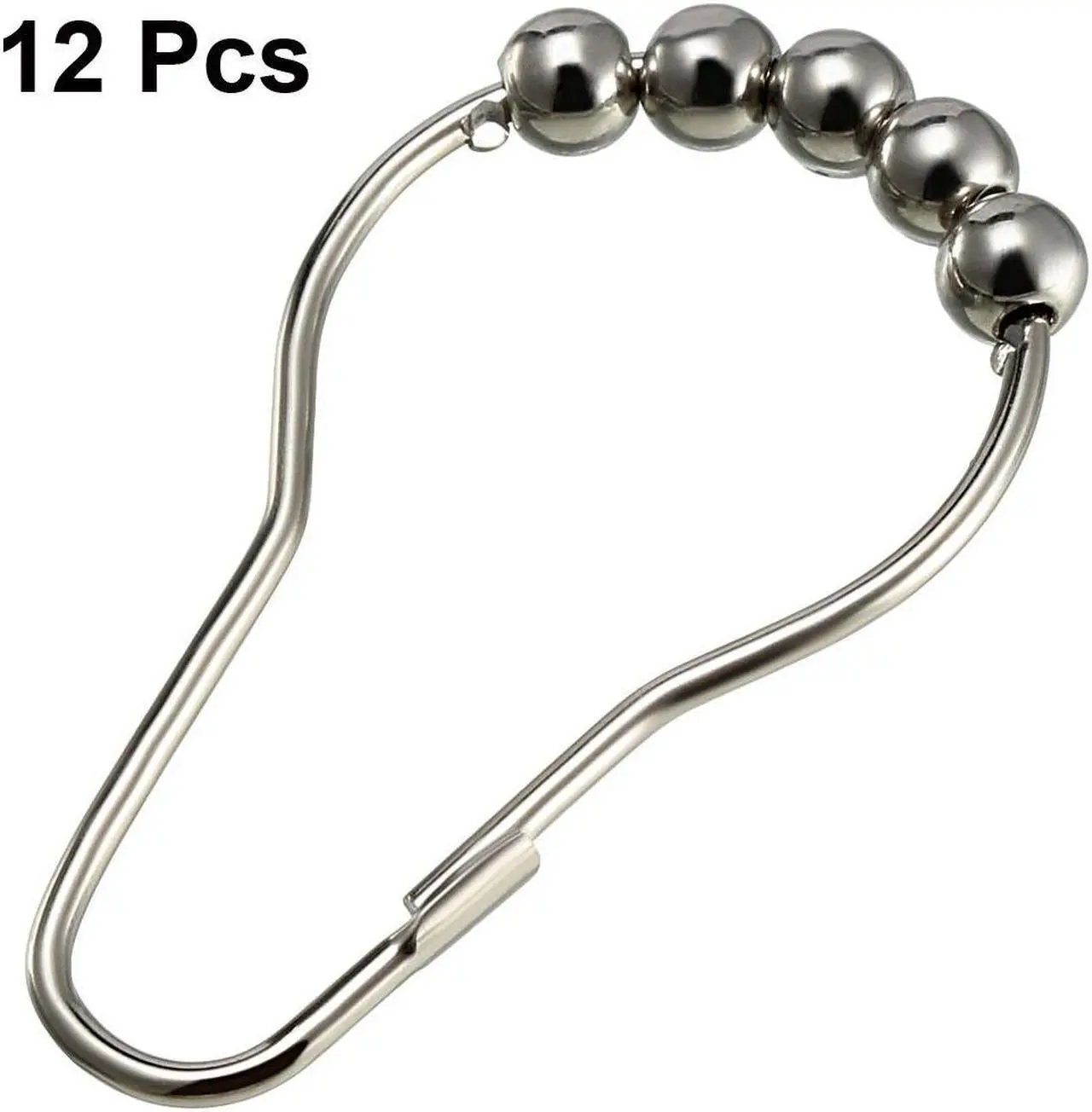 Alt view image 2 of 4 - Shower Curtain Ring Hooks Metal for Bathroom Shower Rods Curtains Liners Iron Ball 12 Pcs