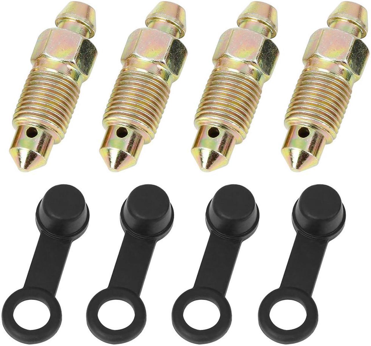 4Pcs M10x1mm Banjo Bolt Bleeder Screw with Cap for Motorcycle Brake Master Cylinder