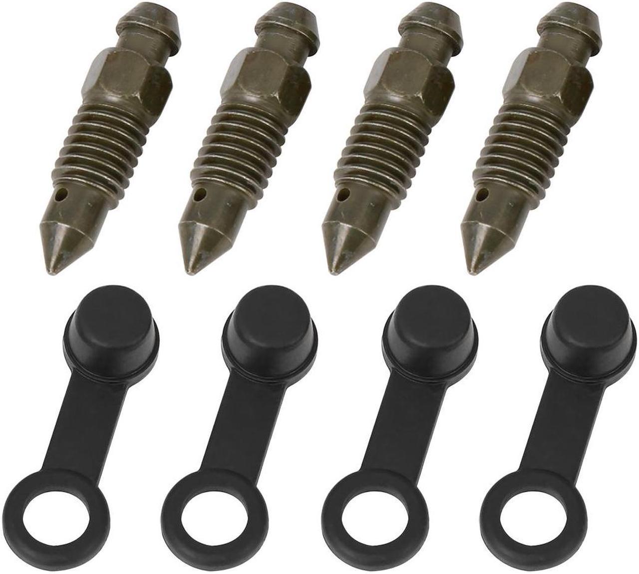 4Pcs M8x1.25mm Banjo Bolt Bleeder Screw with Cap for Motorcycle Brake Master Cylinder