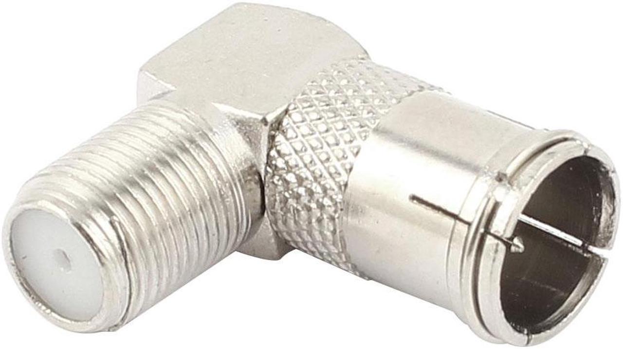 TV Antenna F F/M Adapter Quick Right Angle RF Coaxial Connector Silver Tone