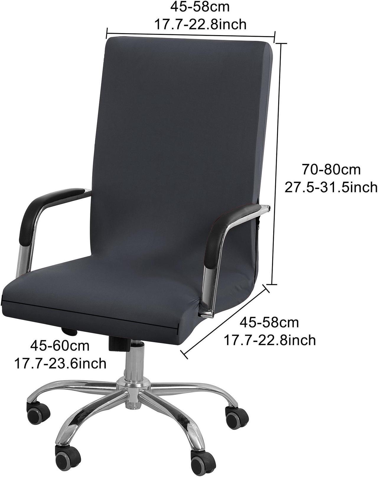 Alt view image 5 of 7 - Stretch Office Chair Cover Computer Chair Slipcovers with Zippers and Bottom Strips for Rotating Boss Chair Simplism Style Washable High Back (Chair Not Included) Gray Large