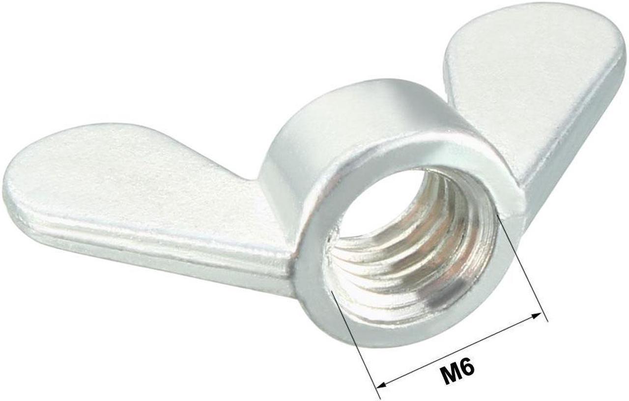 Alt view image 3 of 3 - M6 Wing Nuts Zinc Plated Fasteners Parts Butterfly Nut Silver Tone 10pcs