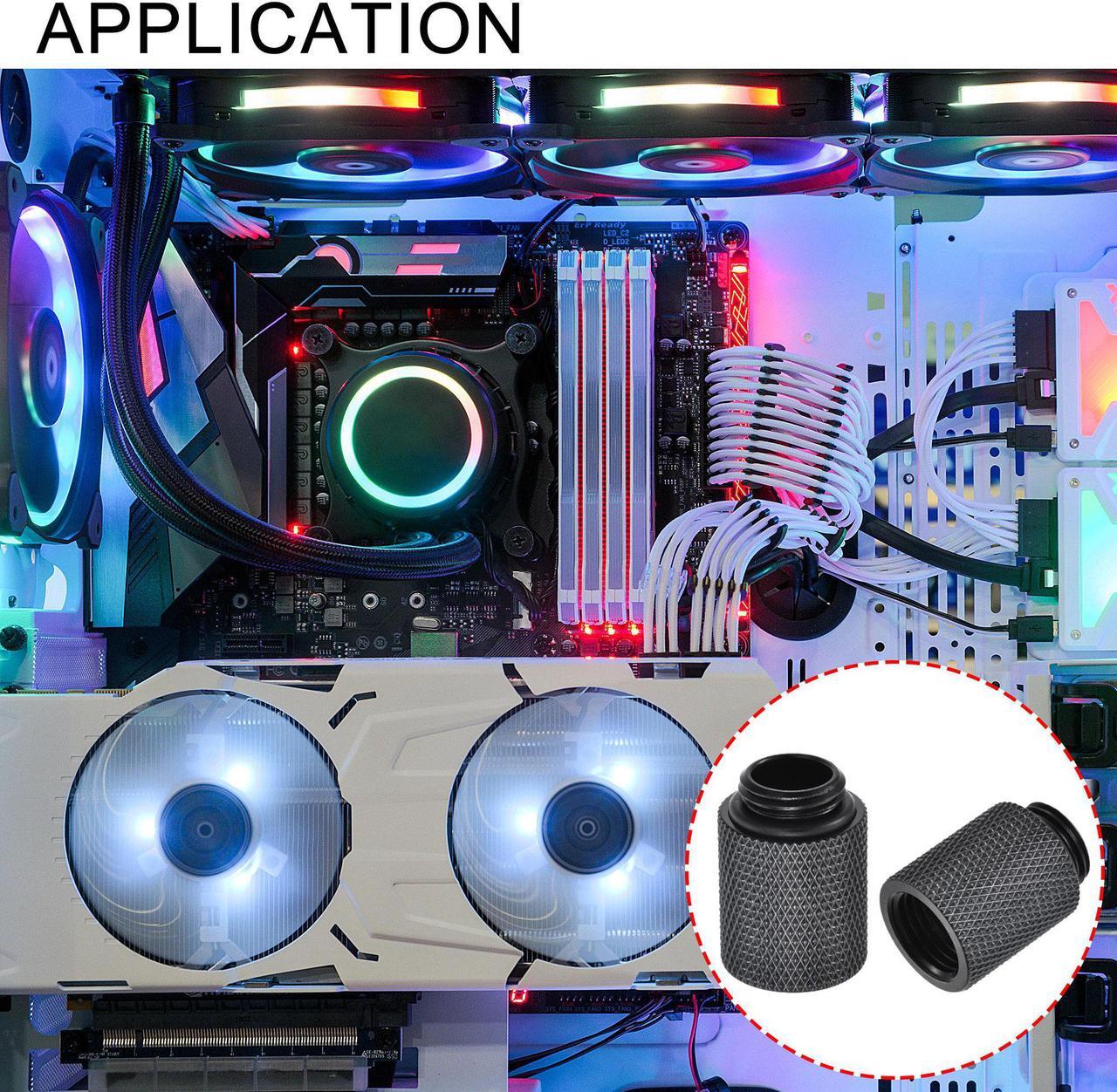 Alt view image 5 of 5 - Male to Female Extender Fitting G1/4 x 20mm for PC Water Cooling System Black 4pcs