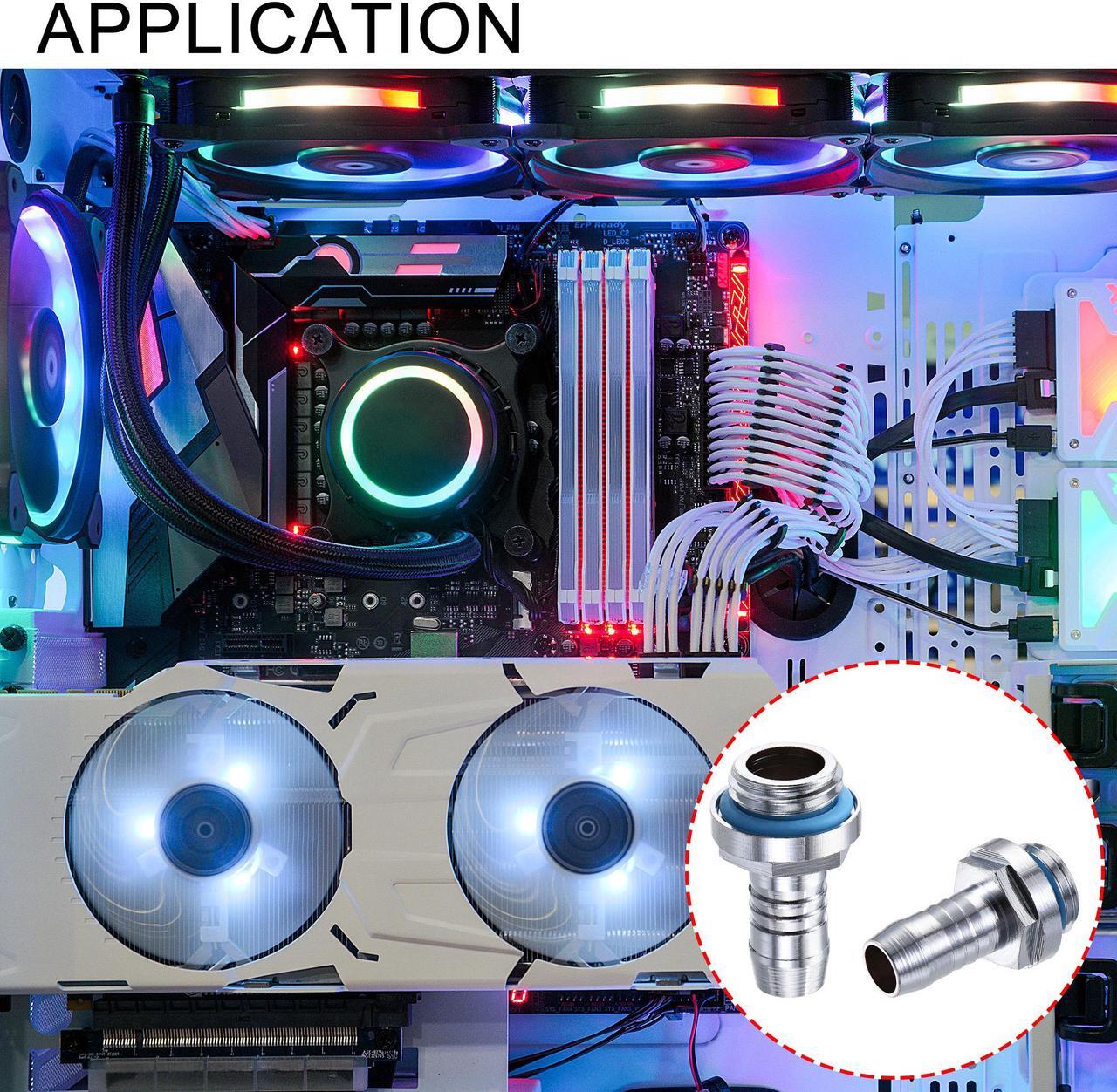 Alt view image 5 of 5 - Brass Hose Fitting G1/4 Thread with OD 9mm Nozzle for PC Water Cooling System 4pcs