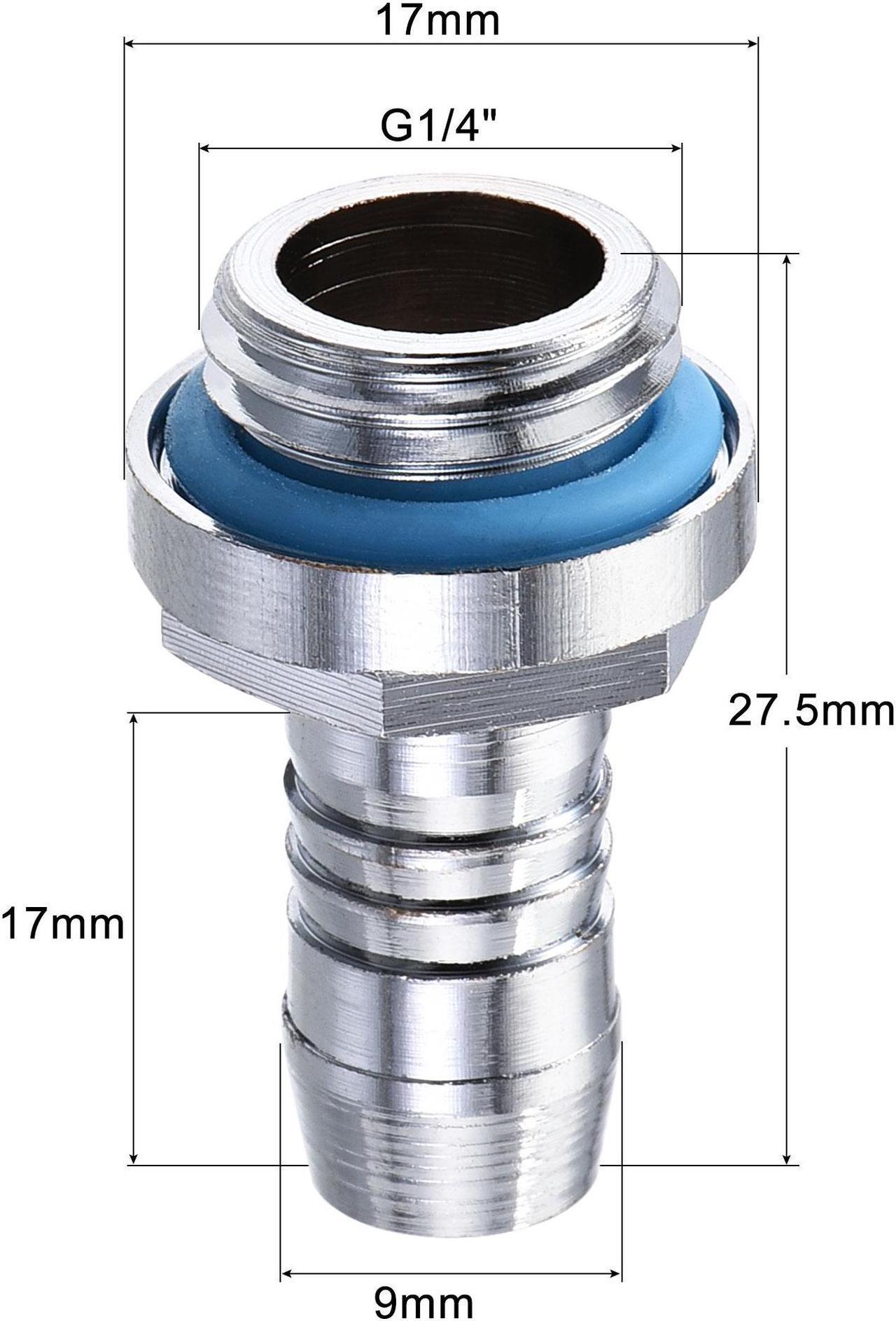 Alt view image 2 of 5 - Brass Hose Fitting G1/4 Thread with OD 9mm Nozzle for PC Water Cooling System 4pcs