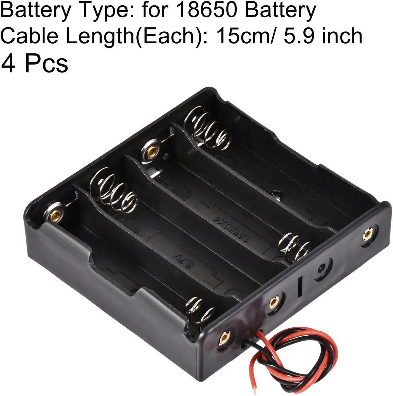 Alt view image 3 of 6 - Battery Case Storage Box 4 Slots x 3.7V 2-Wire Lead for 4 x 18650 Battery 4 Pcs