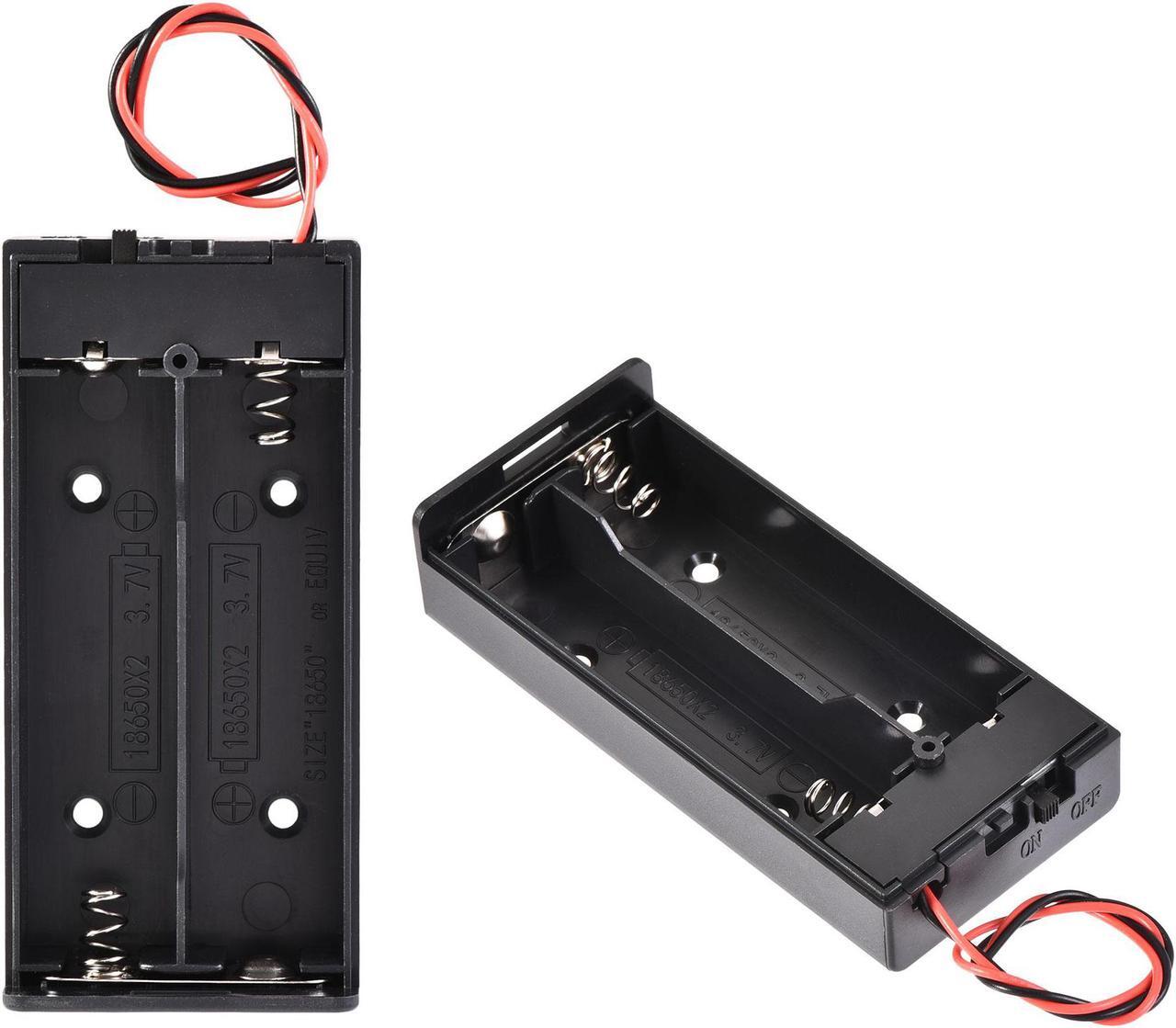 Alt view image 5 of 6 - Battery Case Storage Box 2 Slots x 3.7V 2-Wire Lead ON/OFF Switch with Cover for 2 x 18650 Battery 5Pcs