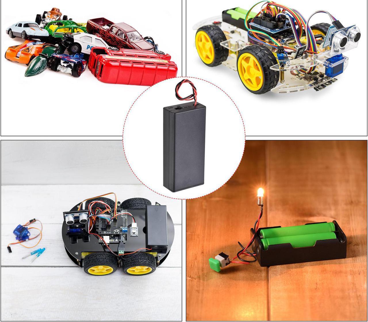 Alt view image 6 of 6 - Battery Case Storage Box 2 Slots x 3.7V 2-Wire Lead ON/OFF Switch with Cover for 2 x 18650 Battery 5Pcs