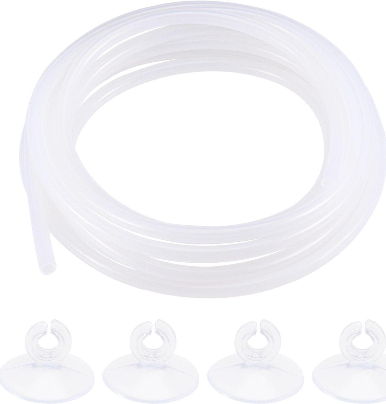 Silicone Tubing 4mm ID 6mm(1/4") OD 5m Aquarium Pump Air Water Hose with Suction Cups Clips