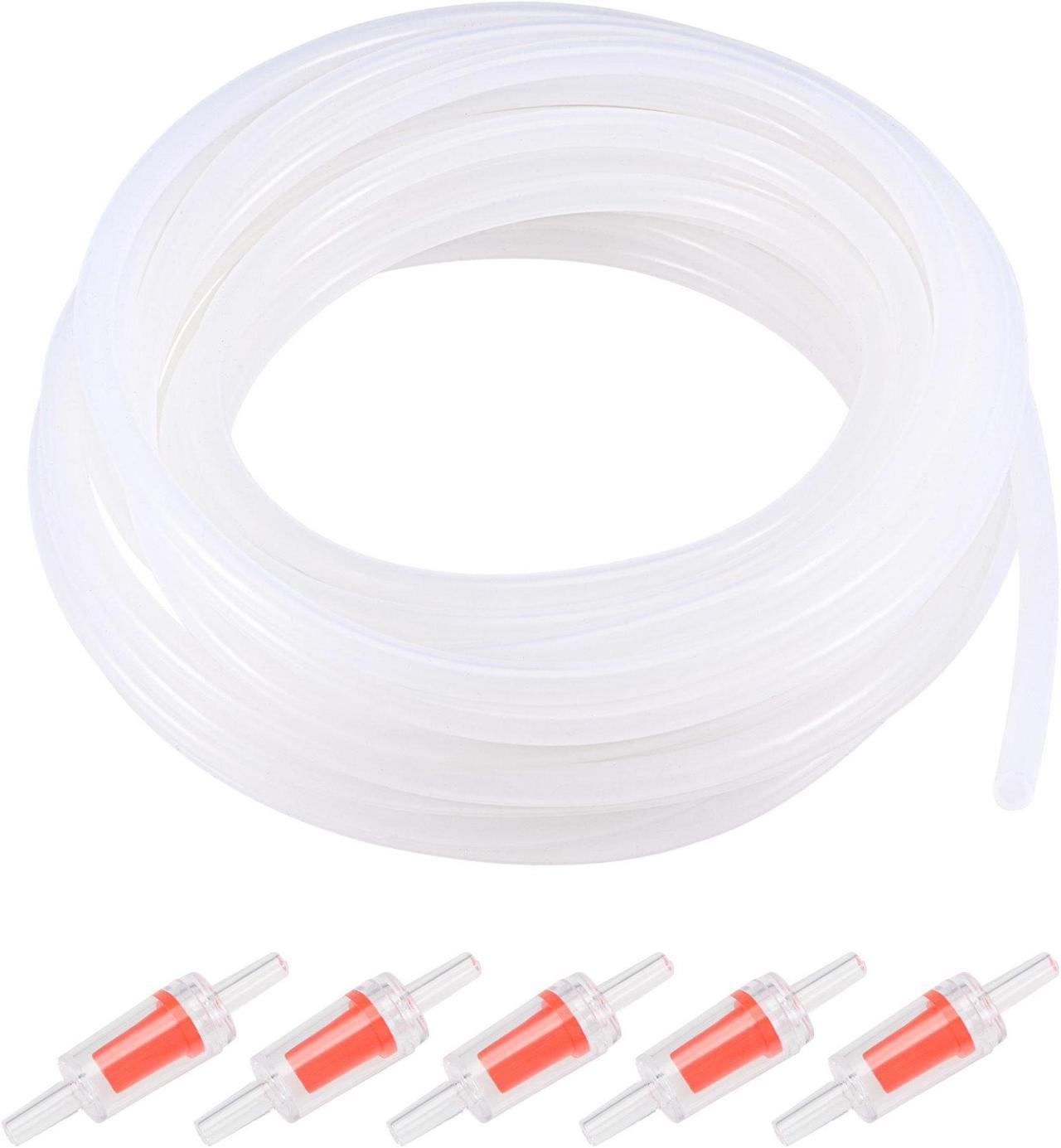 Silicone Tubing 4mm ID 6mm(1/4") OD 10m Aquarium Pump Air Water Hose with Check Valves