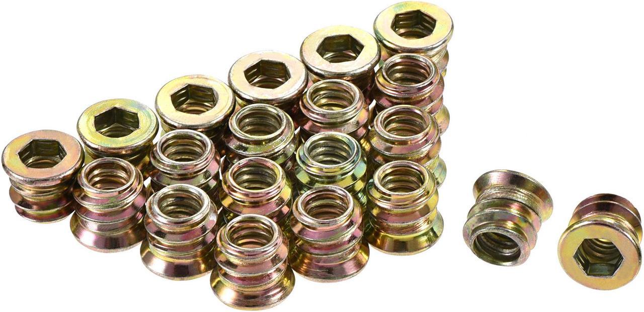 Main image of 1/4"-20x10mm Threaded Insert Nuts Hex Socket Drive for Wood Furniture 40pcs