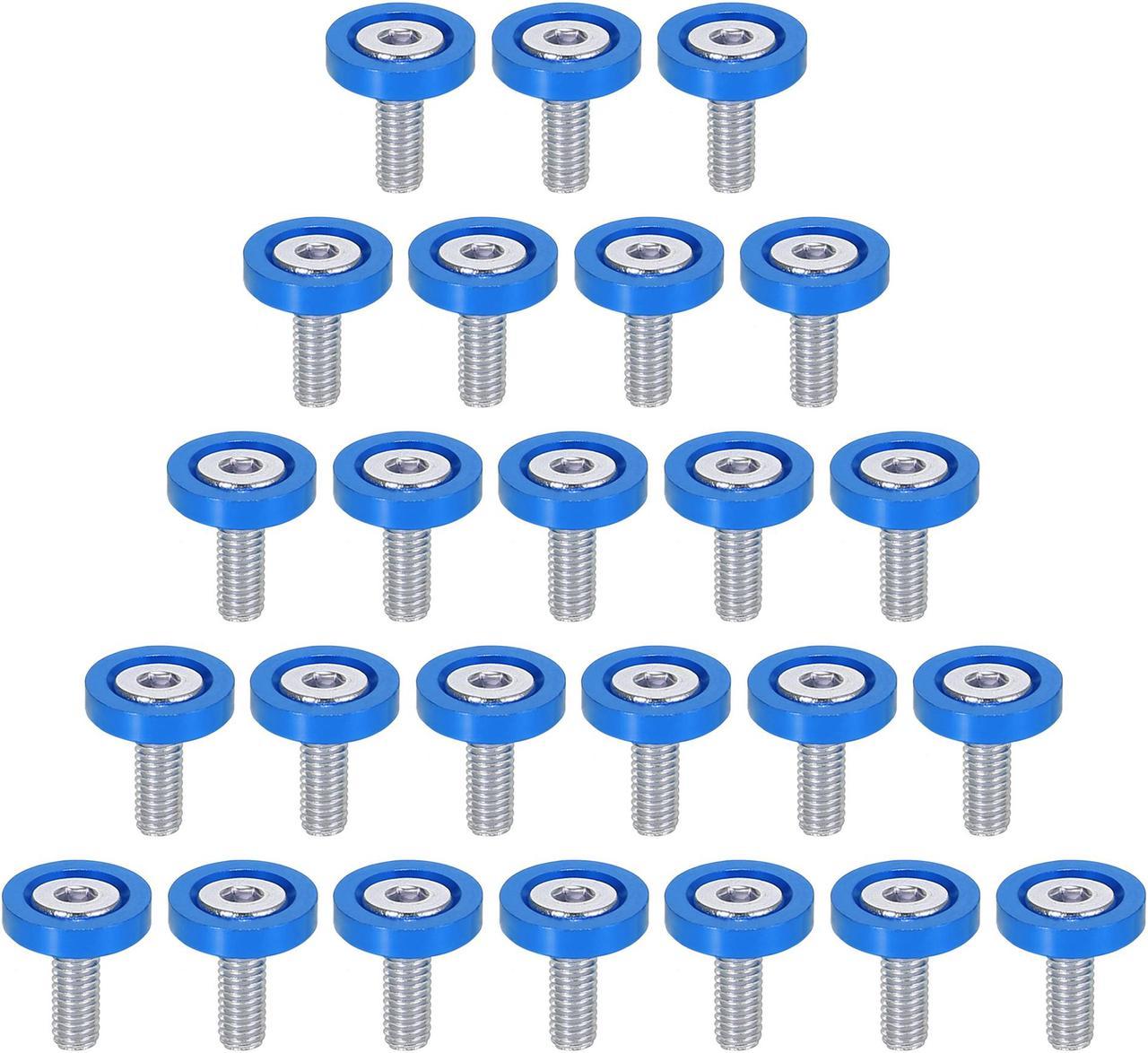 25pcs Bumper Mudguard Washer Bolts M6x1.0 Aluminum Alloy Engine Bay Dress Up Screw Blue