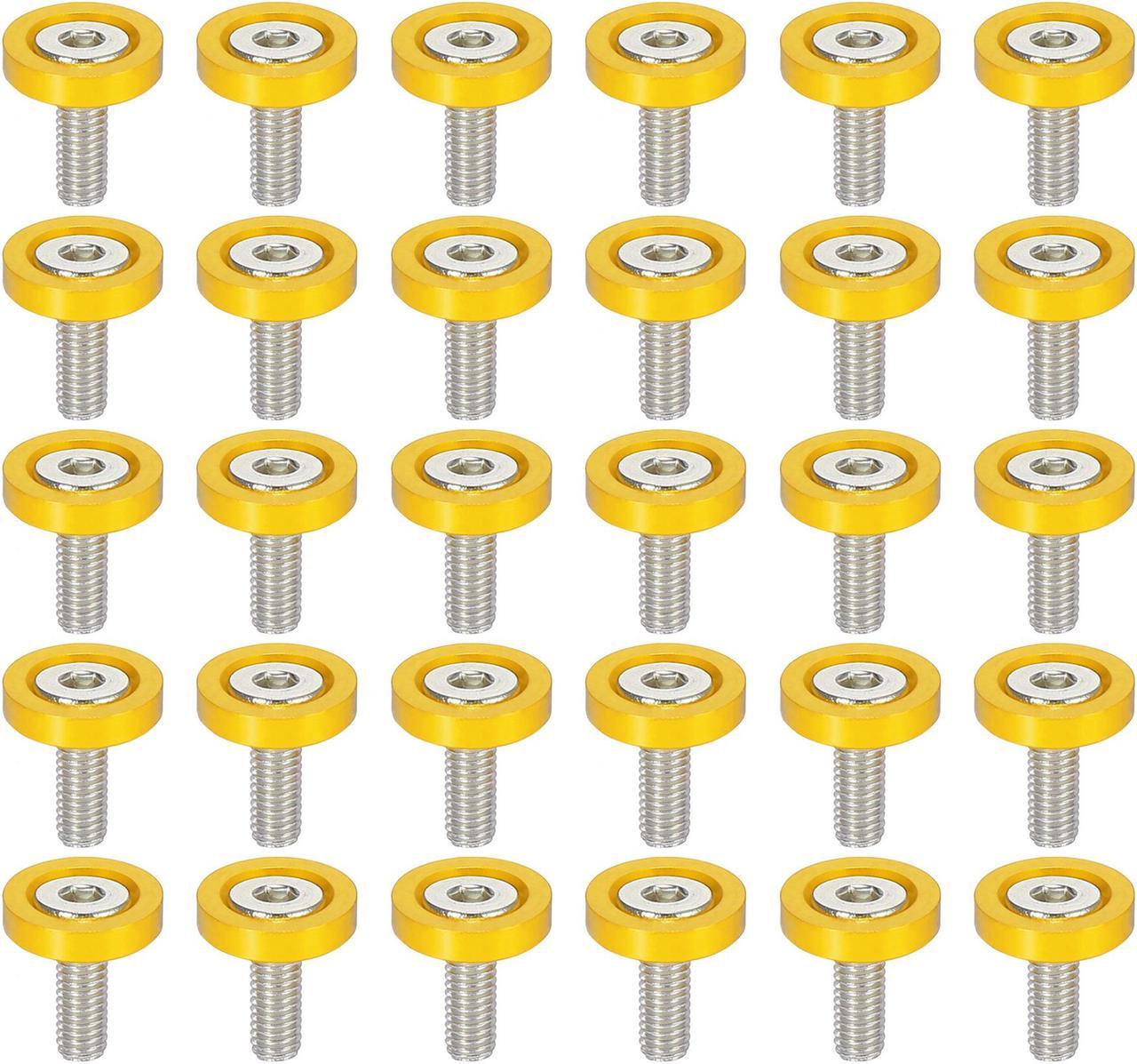 30pcs Bumper Mudguard Washer Bolts M6x1.0 Aluminum Alloy Engine Bay Dress Up Screw Gold Tone