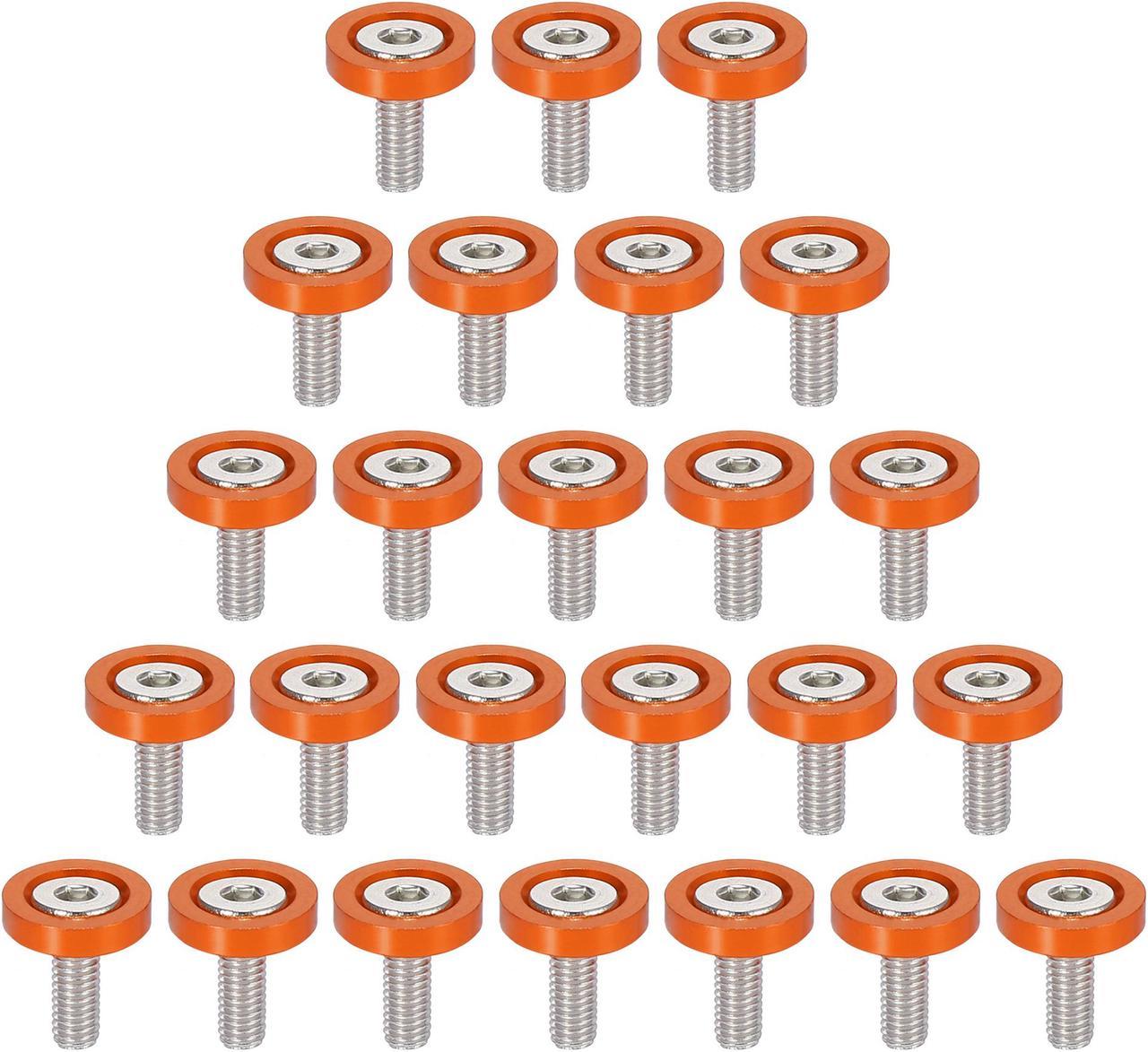 25pcs Bumper Mudguard Washer Bolts M6x1.0 Aluminum Alloy Engine Bay Dress Up Screw Orange