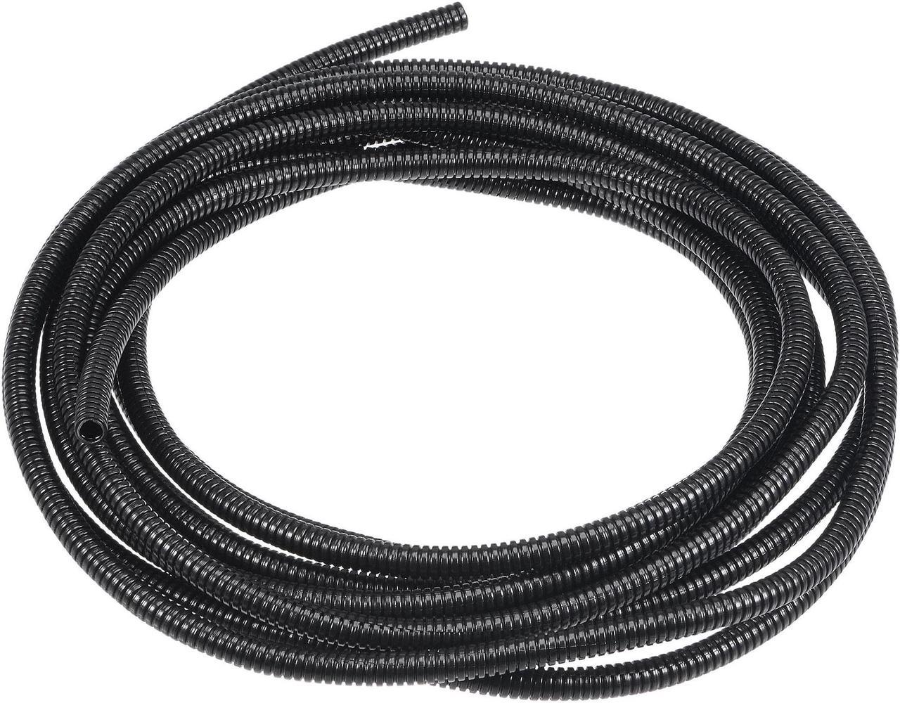 5 M 5.2 x 7.2 mm PA Split Corrugated Conduit Tube for Garden,Office Black