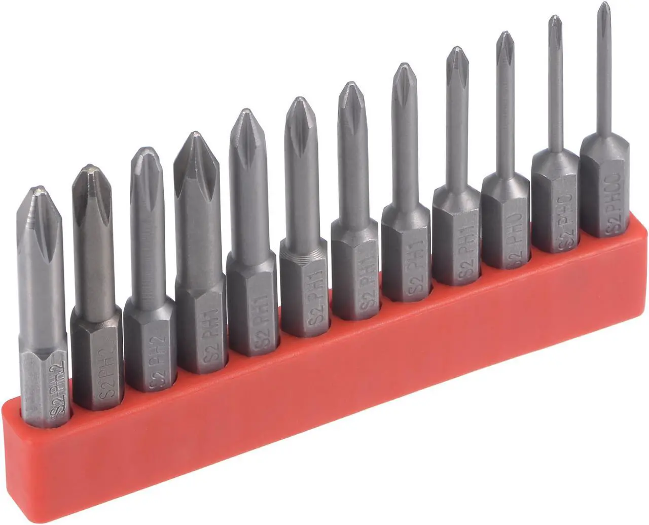 Main image of 12 Pcs Phillips Screwdriver Bit Set, 1/4" Hex Shank Magnetic PH00 - PH2 Cross Drill Bits, 2" Long S2 Steel