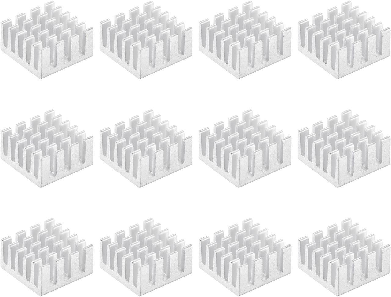 15x15x8mm Silver Tone Thermal Self Adhesive Aluminum Heatsink Electronic Radiators 12 Pcs