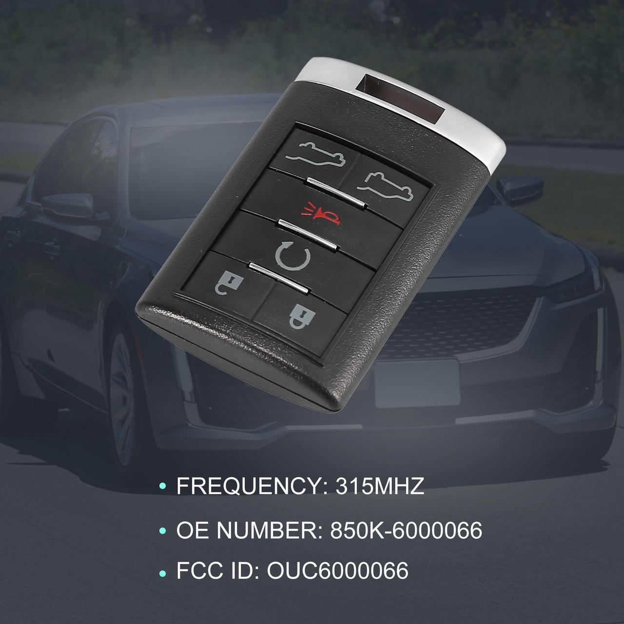 Alt view image 3 of 6 - Replacement Keyless Entry Remote Car Key Fob OUC6000066 315MHz for Cadillac Escalade ESV 2007-2014 850K-6000066 6 Key Button