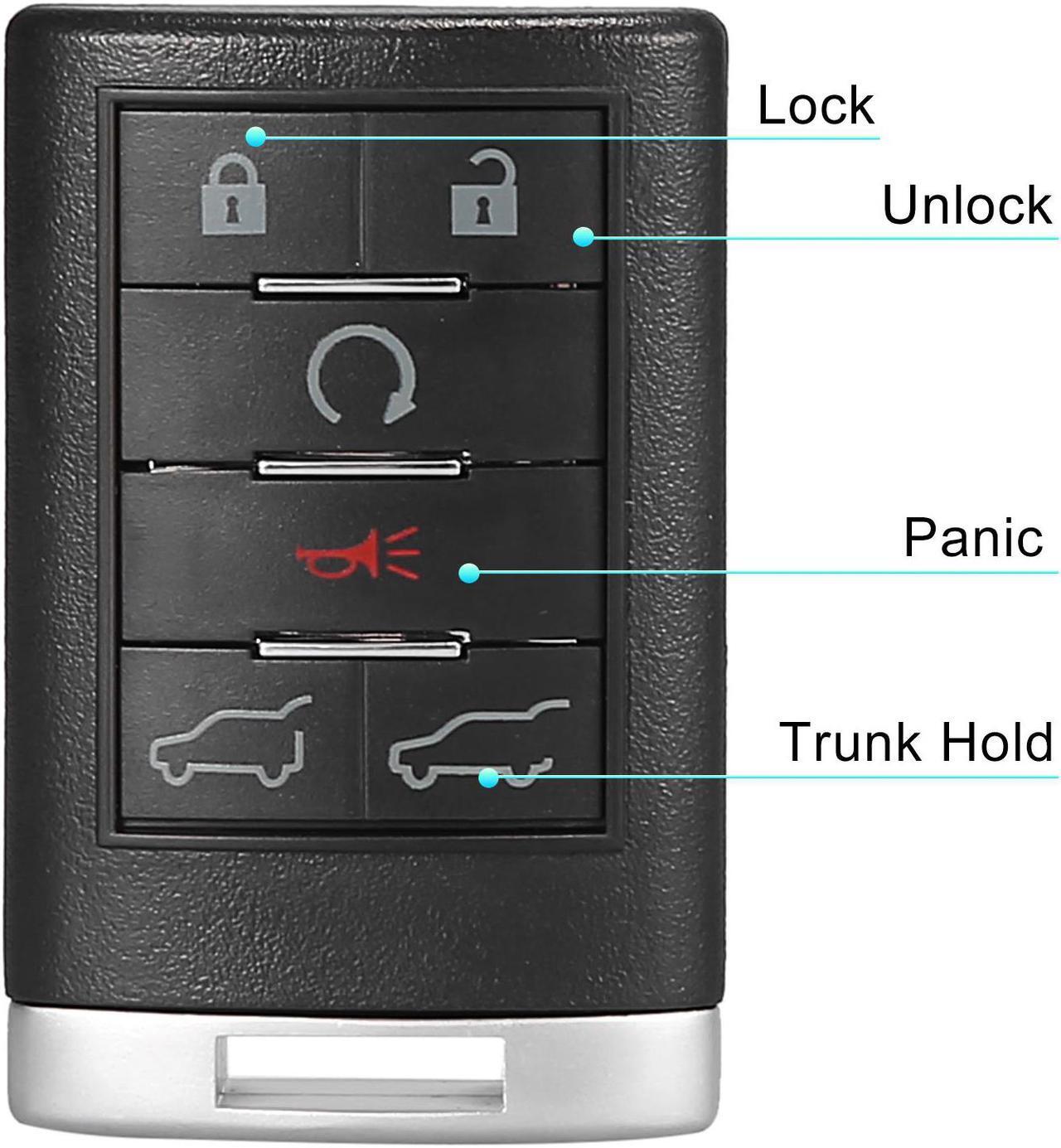 Alt view image 4 of 6 - Replacement Keyless Entry Remote Car Key Fob OUC6000066 315MHz for Cadillac Escalade ESV 2007-2014 850K-6000066 6 Key Button